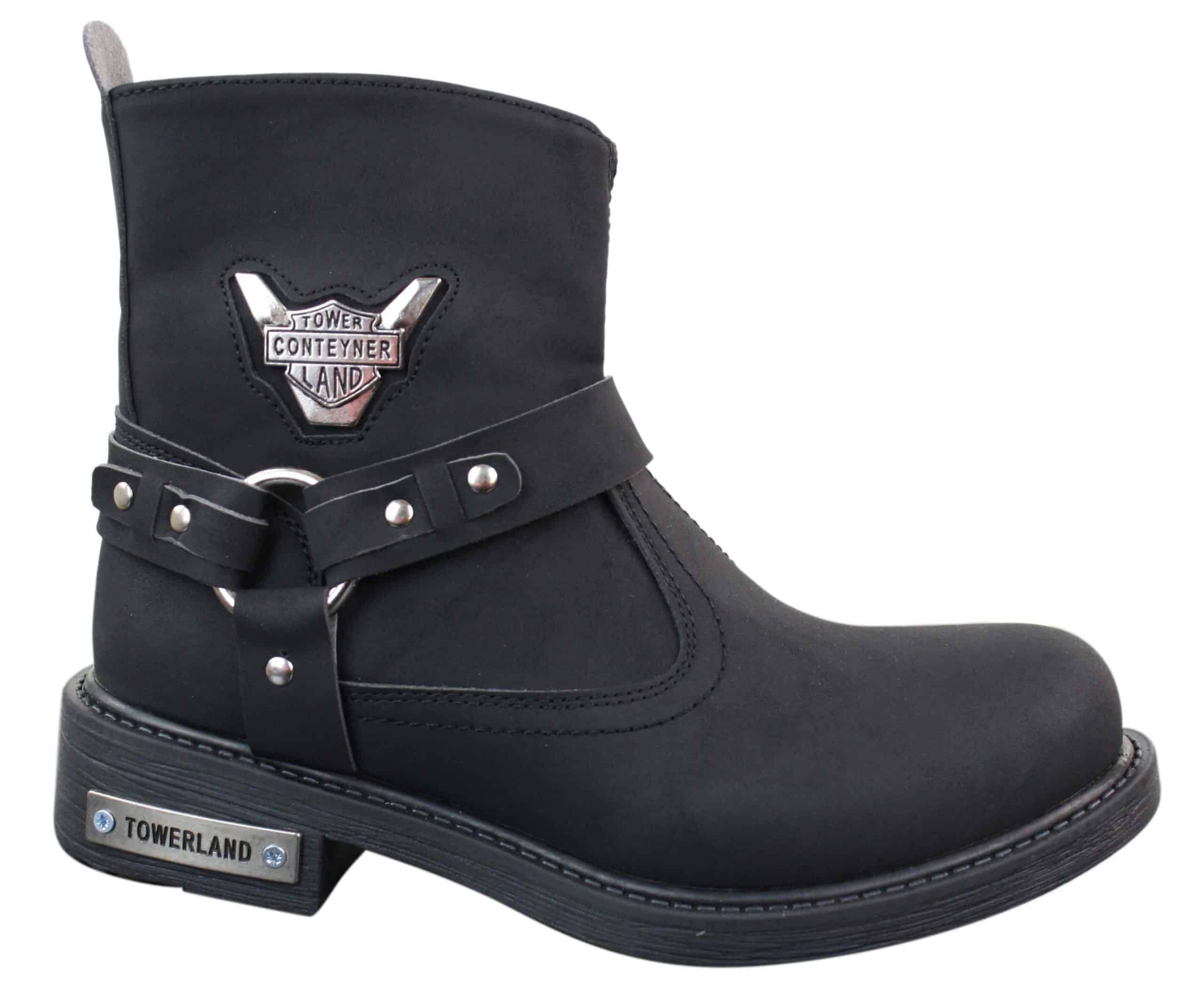Mens Cowboy Motorcycle Riding Boots Nubuck PU Leather