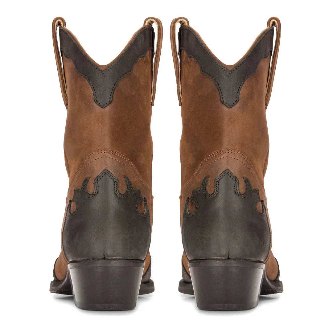 Mens High Western Boots Real Leather Brown Riding Dancing Hunting Cowboy Vintage Pointed Toe