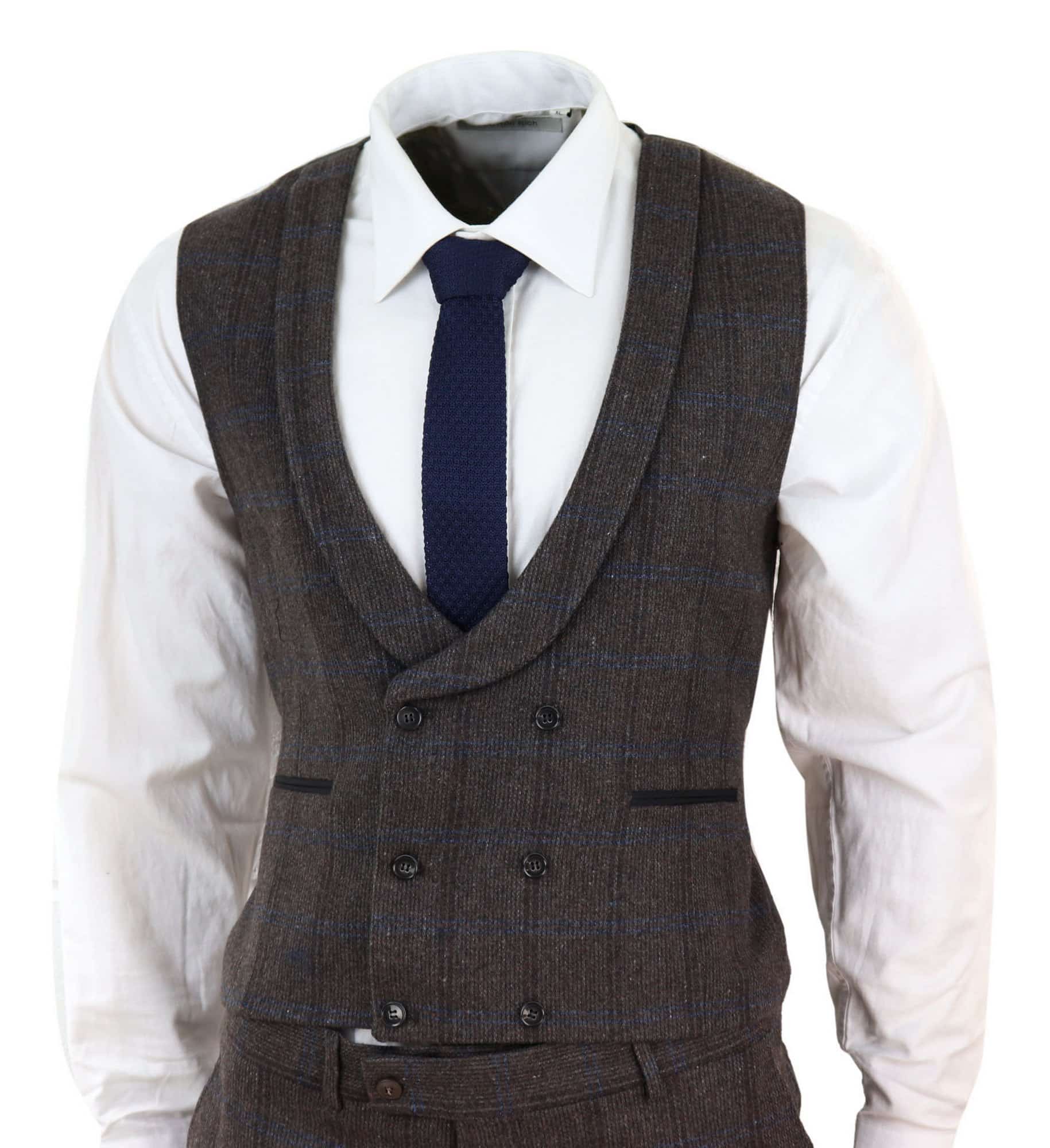 Brown Check 3 Piece Tweed Suit