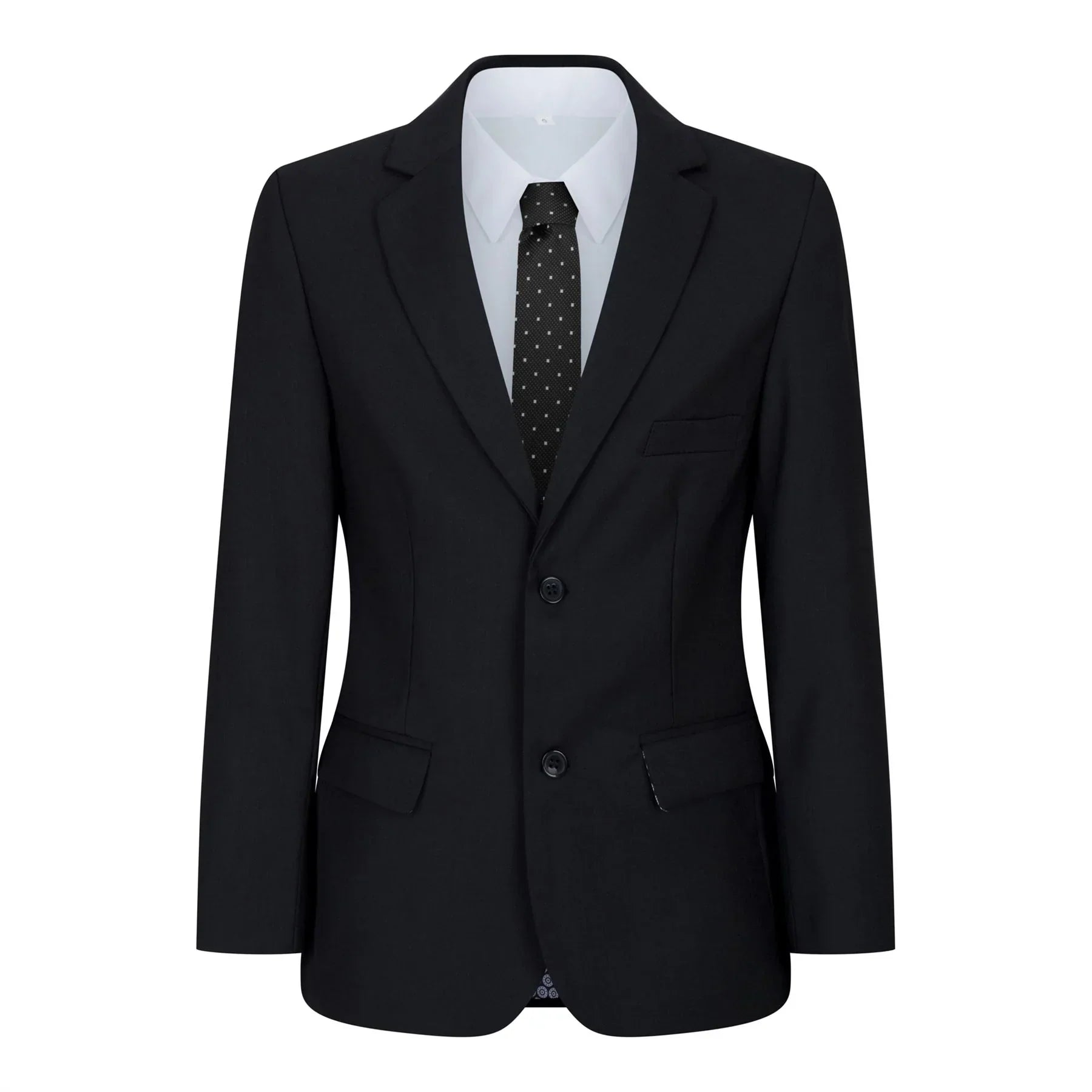 Boys Black 5 Piece Suit Blazer Waistcoat Shirt Tie Trousers Wedding Funeral