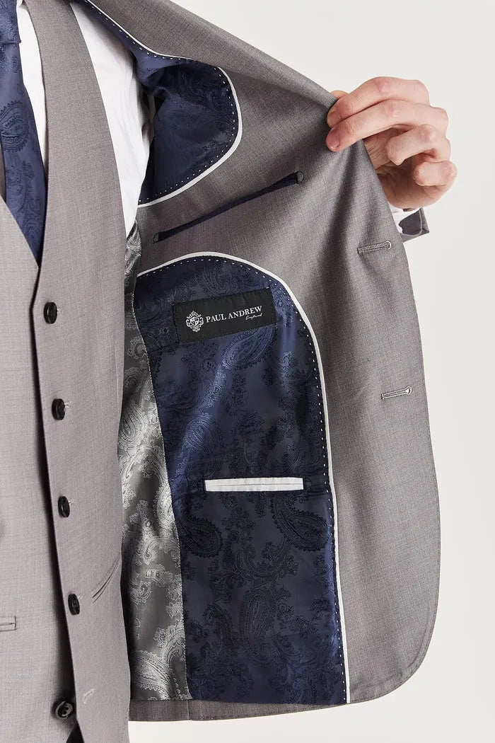 Edward - Men's Grey 3 Piece Stitch Lapel Classic Suit