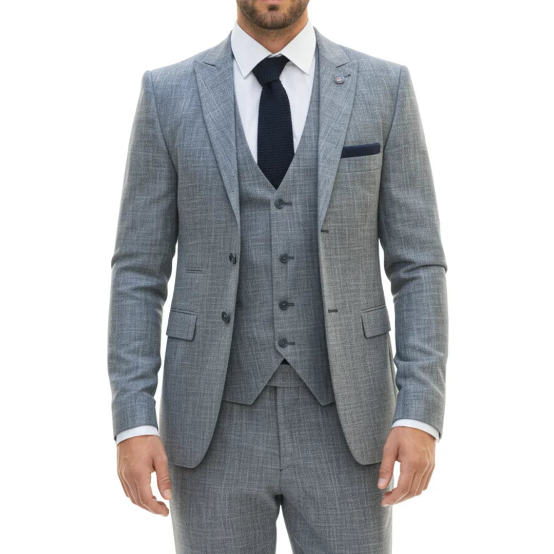 Men's 3 Piece Blue Tailored Fit Suit