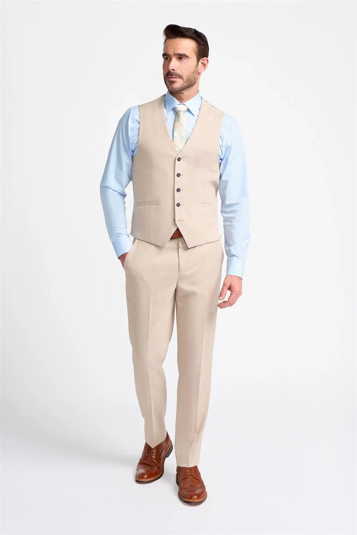Miami - Men's Beige Wedding Waistcoat