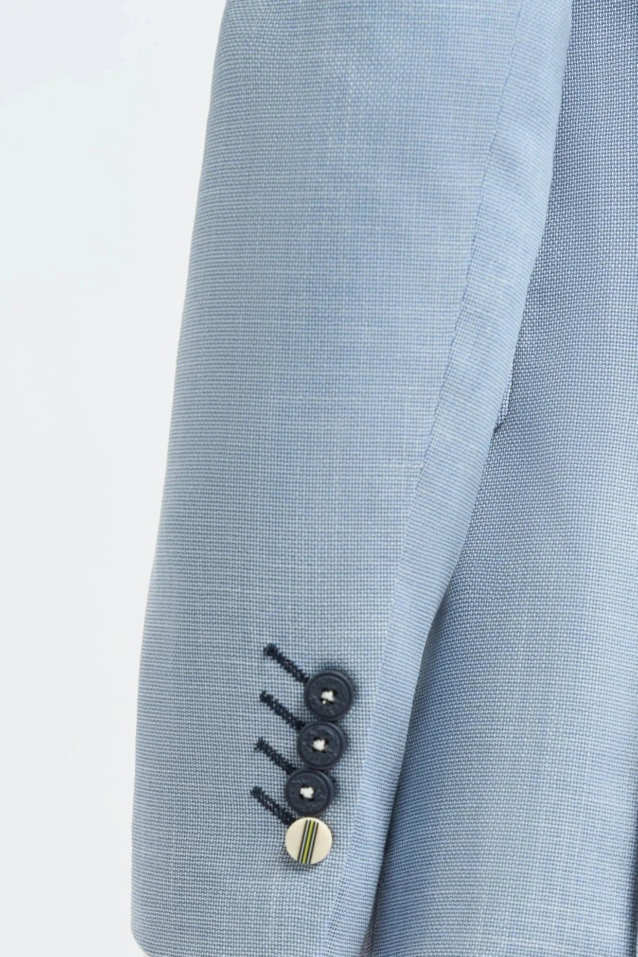 Men's Linen Sky Blue Summer Wedding Suit with Navy Trousers