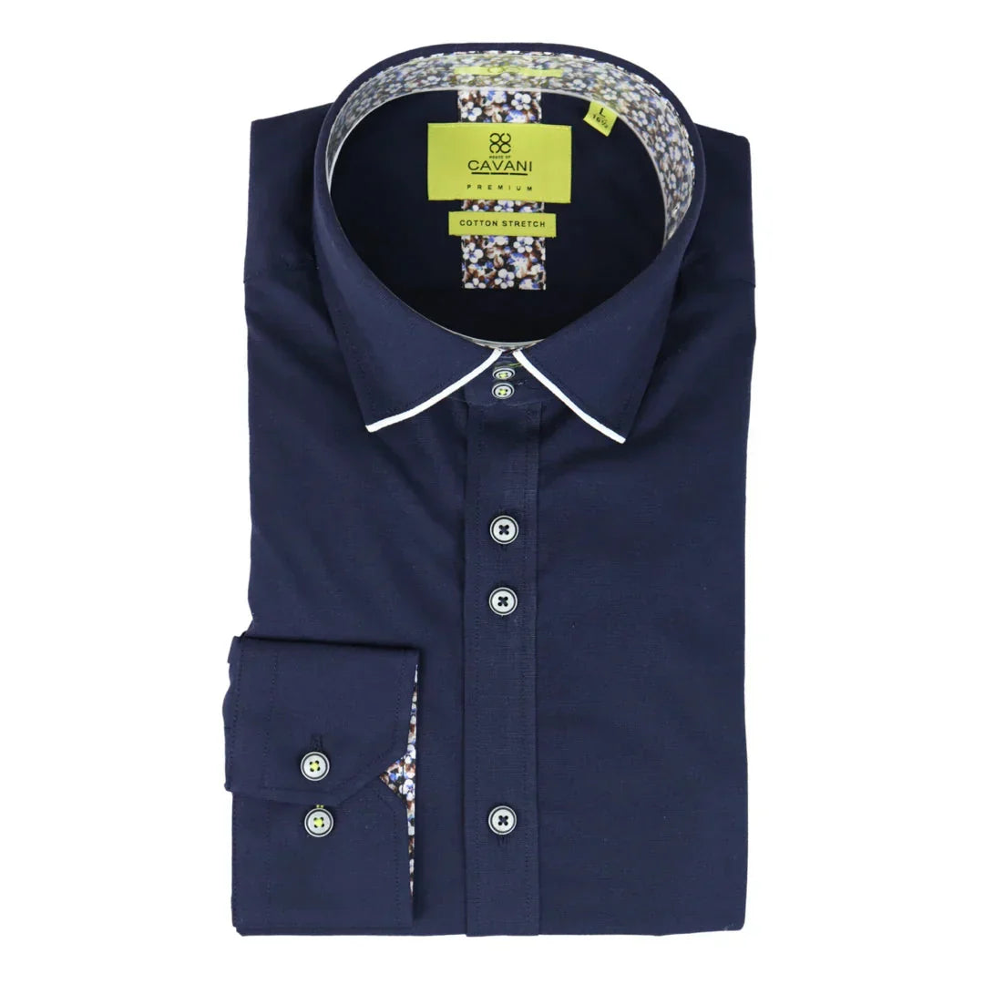 Men's Navy Button Down Shirt Floral Print Winchester