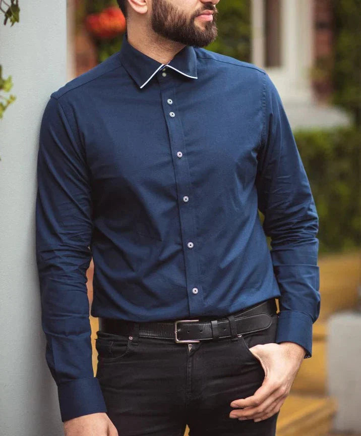 Men's Navy Button Down Shirt Floral Print Winchester