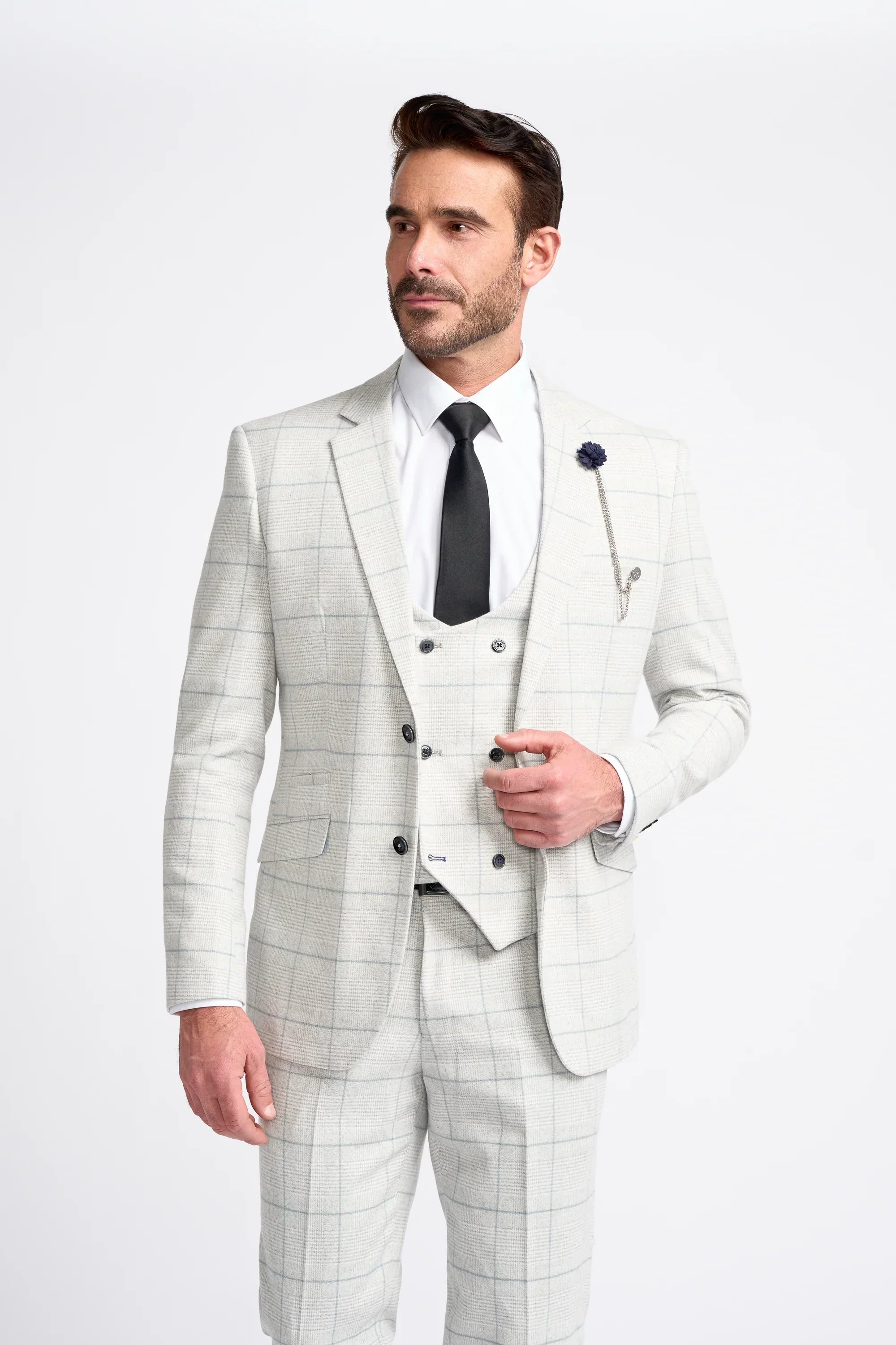Light Grey Check 3 Piece Suit