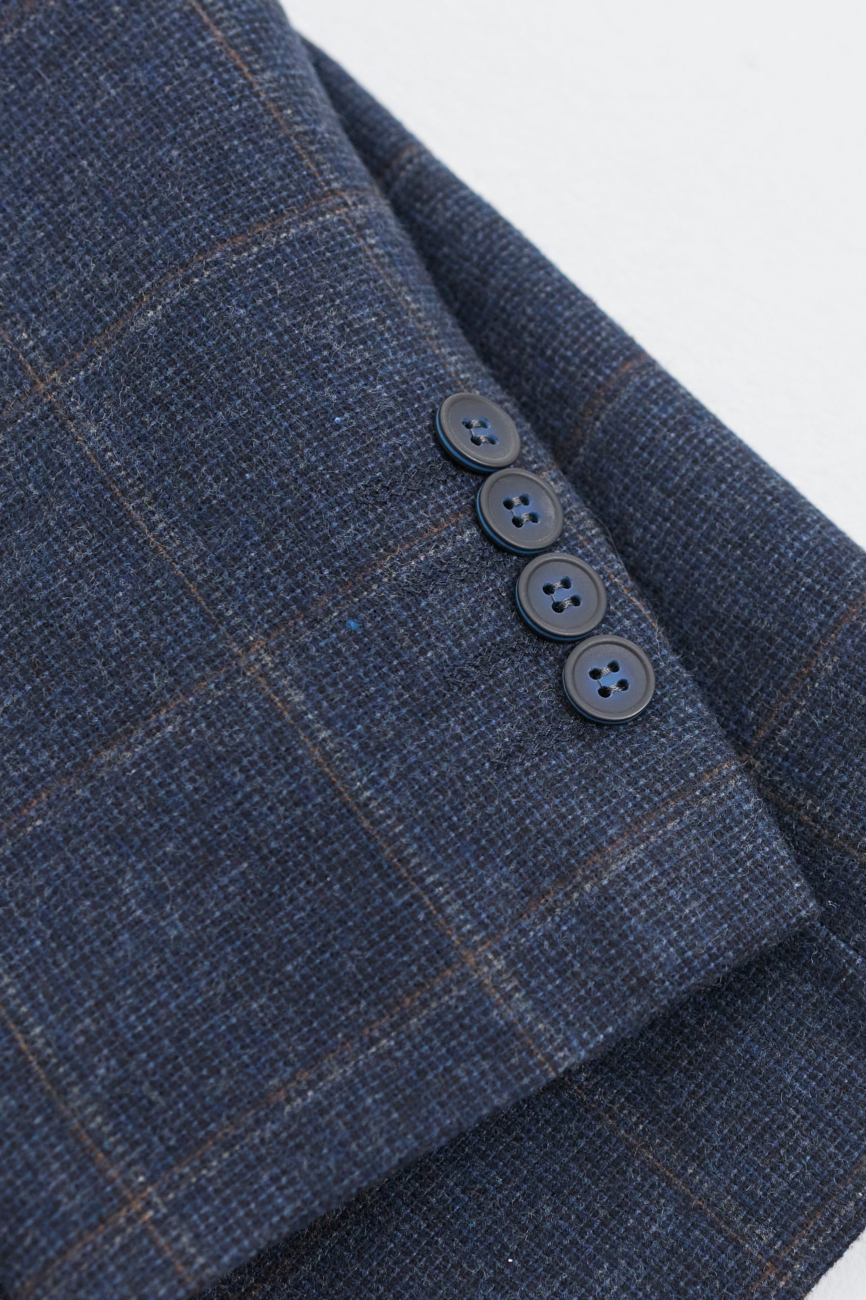 Men's 3 Piece Suit Wool Tweed Navy Blue Brown Check 1920s Gatsby