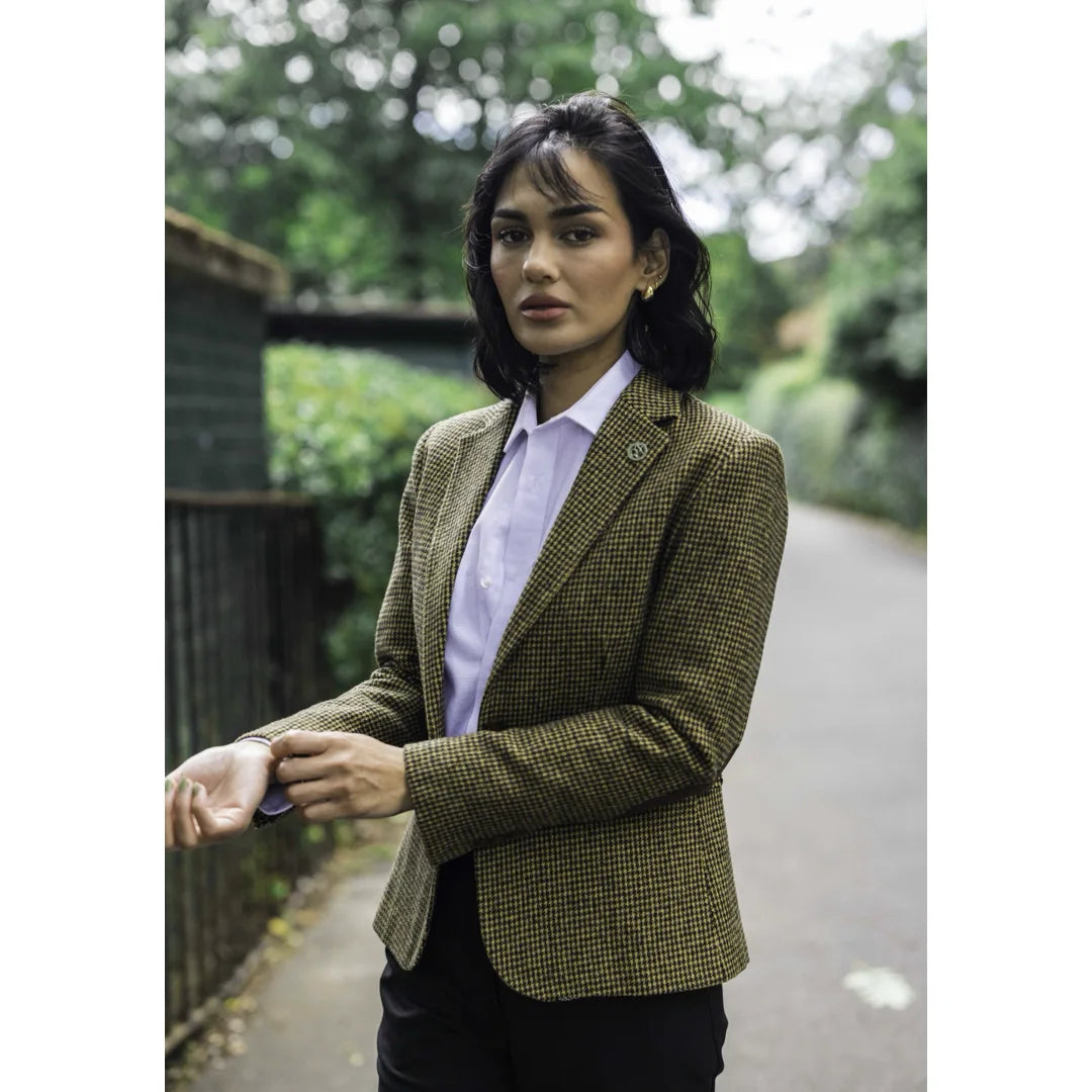 TPW-20 - Women's Wool Blend Brown Dogtooth Tweed Blazer