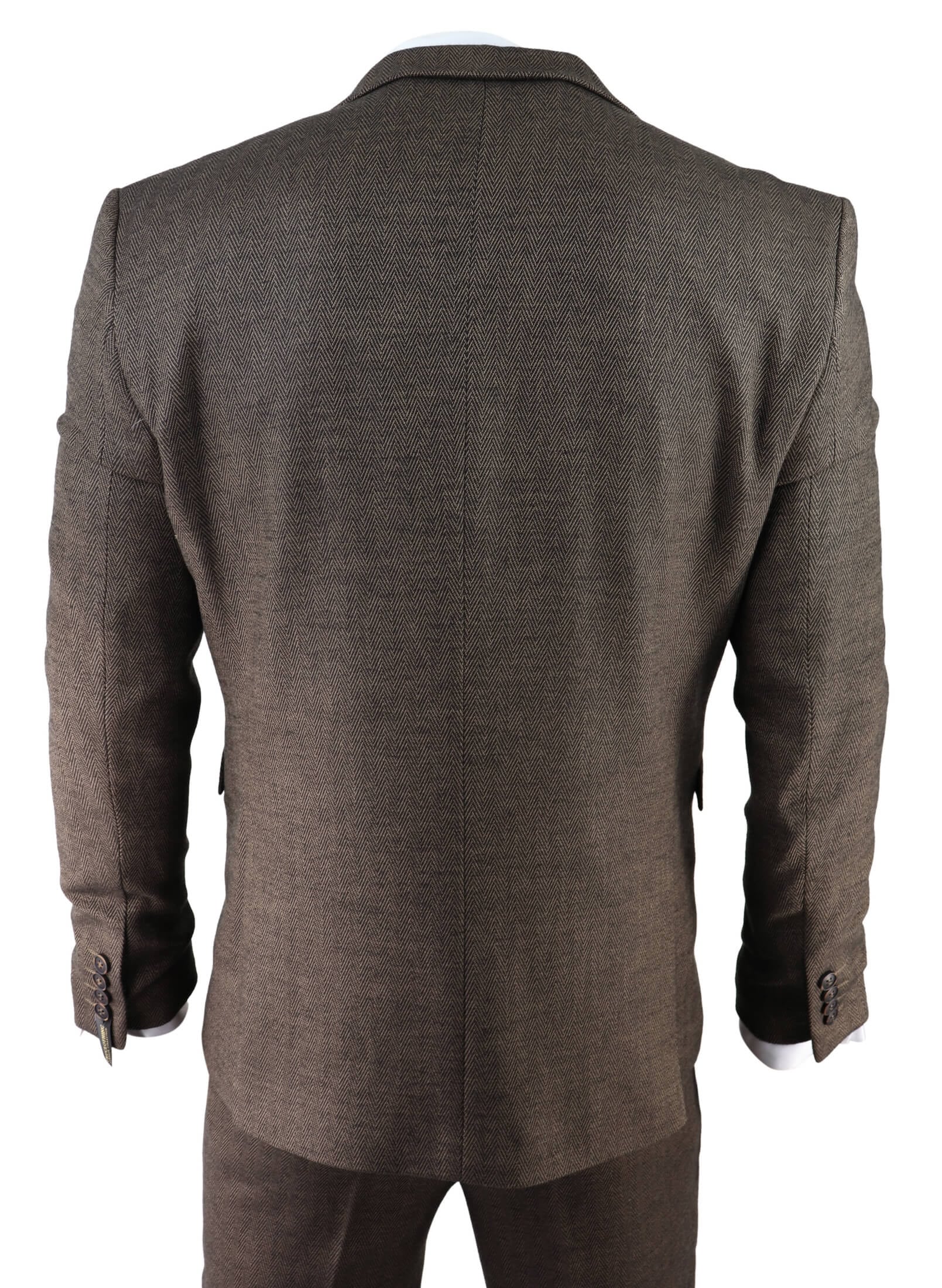 Men's Brown Herringbone Tweed 3 Piece Suit