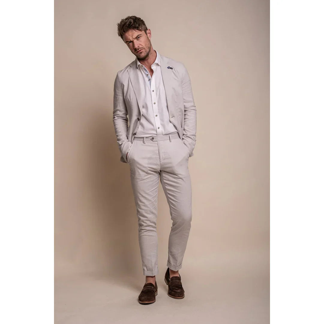 Alvari - Men's Grey Linen Classic Summer 2 Piece Suit