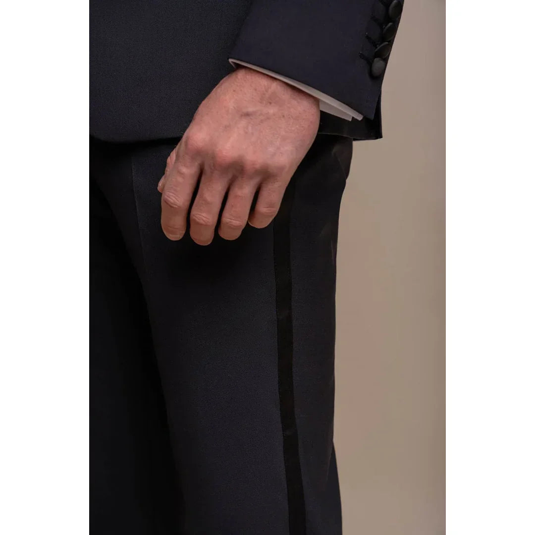 Aspen - Men's Plain Navy Classic Trousers