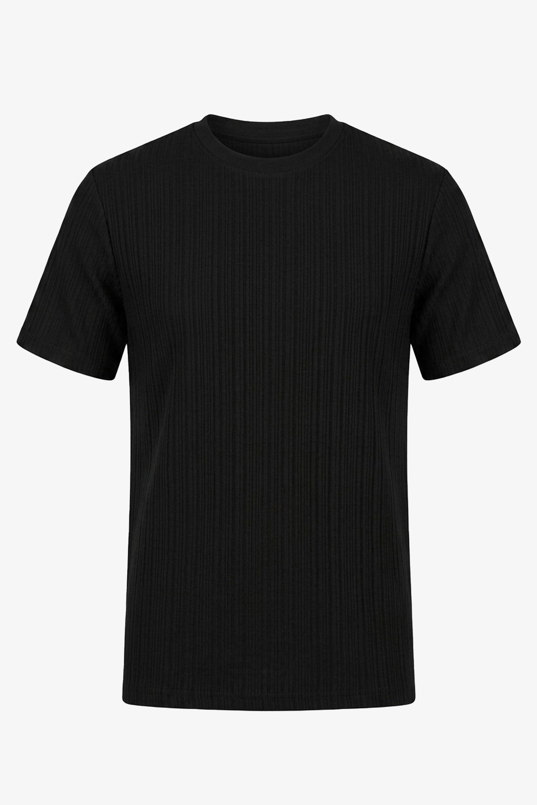 Black Ribbed Classic TShirt for Men