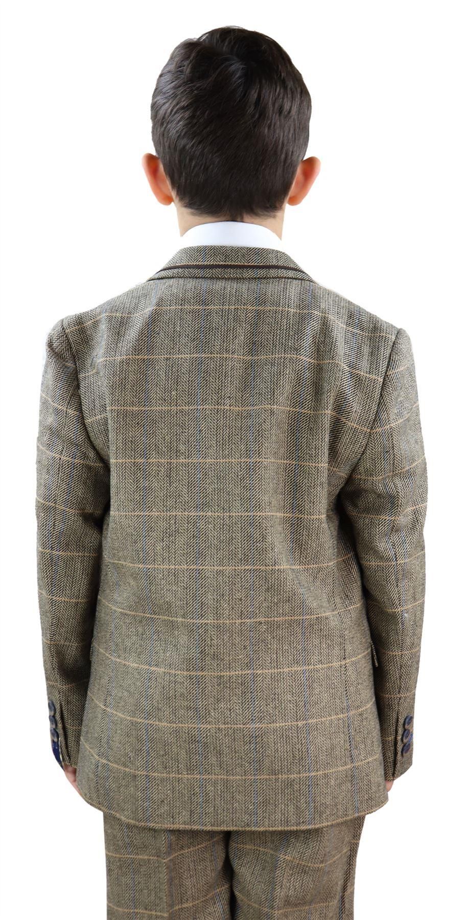 Boys Tan-Brown Tweed 3 Piece Suit - 1940s Suit Albert