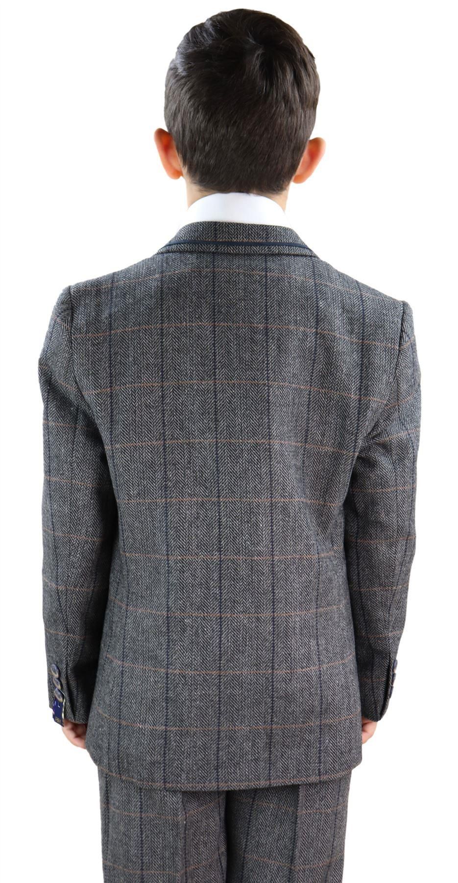 Boys Grey Tweed 3 Piece 1920s Suit Albert - Wedding Suit
