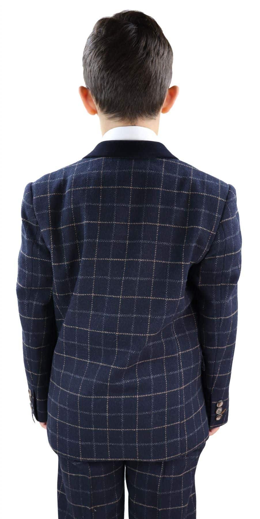 Boys Navy-Blue Check 3 Piece Suit - 1920s Vintage Suit Shelby