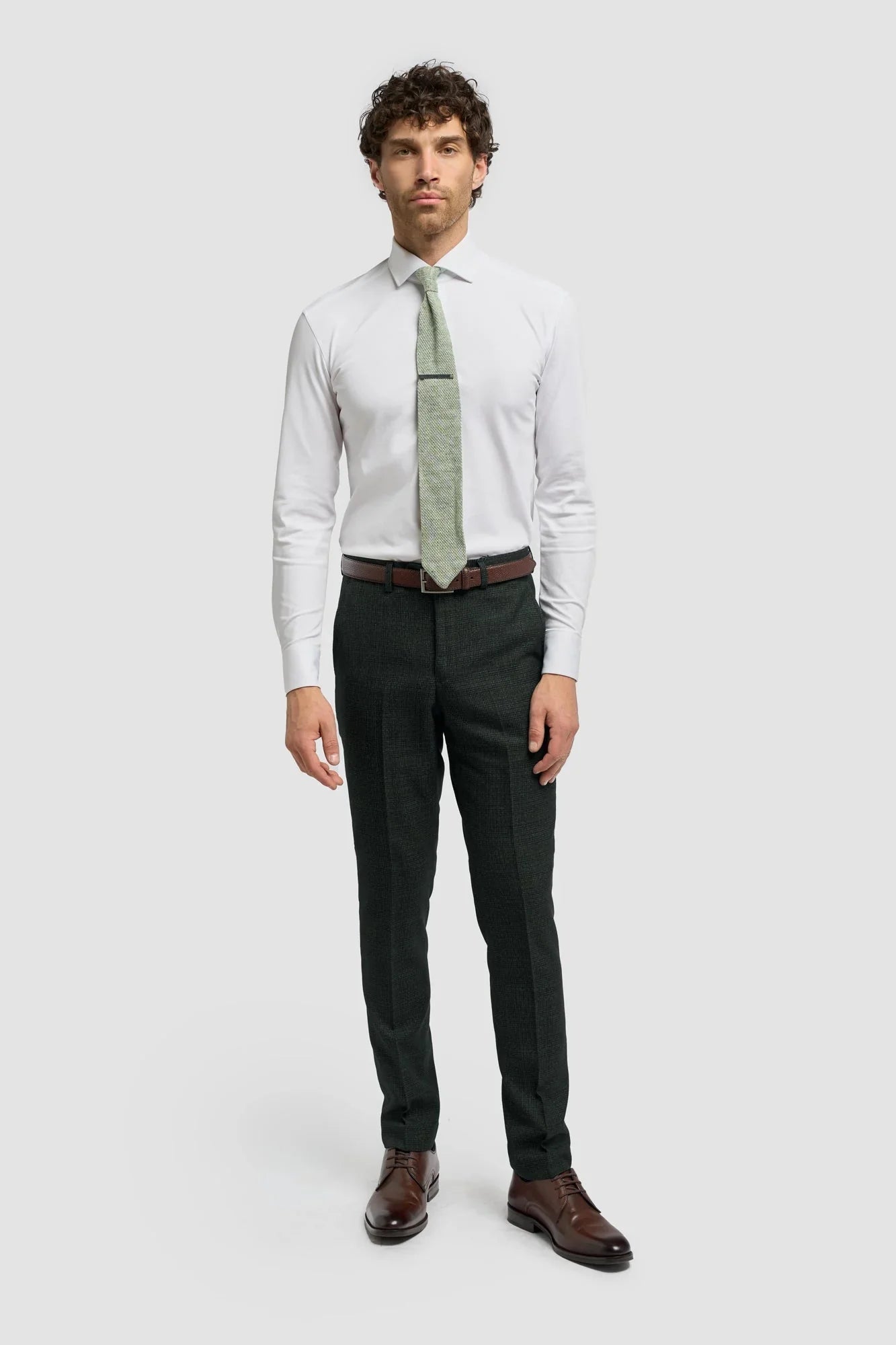 Caridi - Men's Olive Green Tweed Trousers