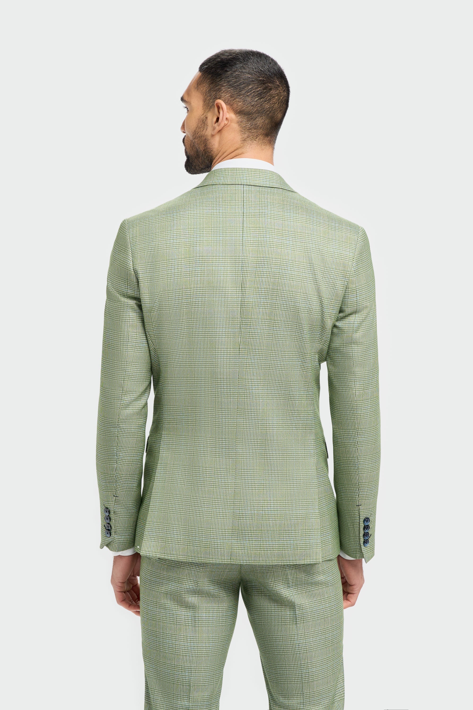 Caridi - Men's Sage Green Checked Tailored Fit Blazer