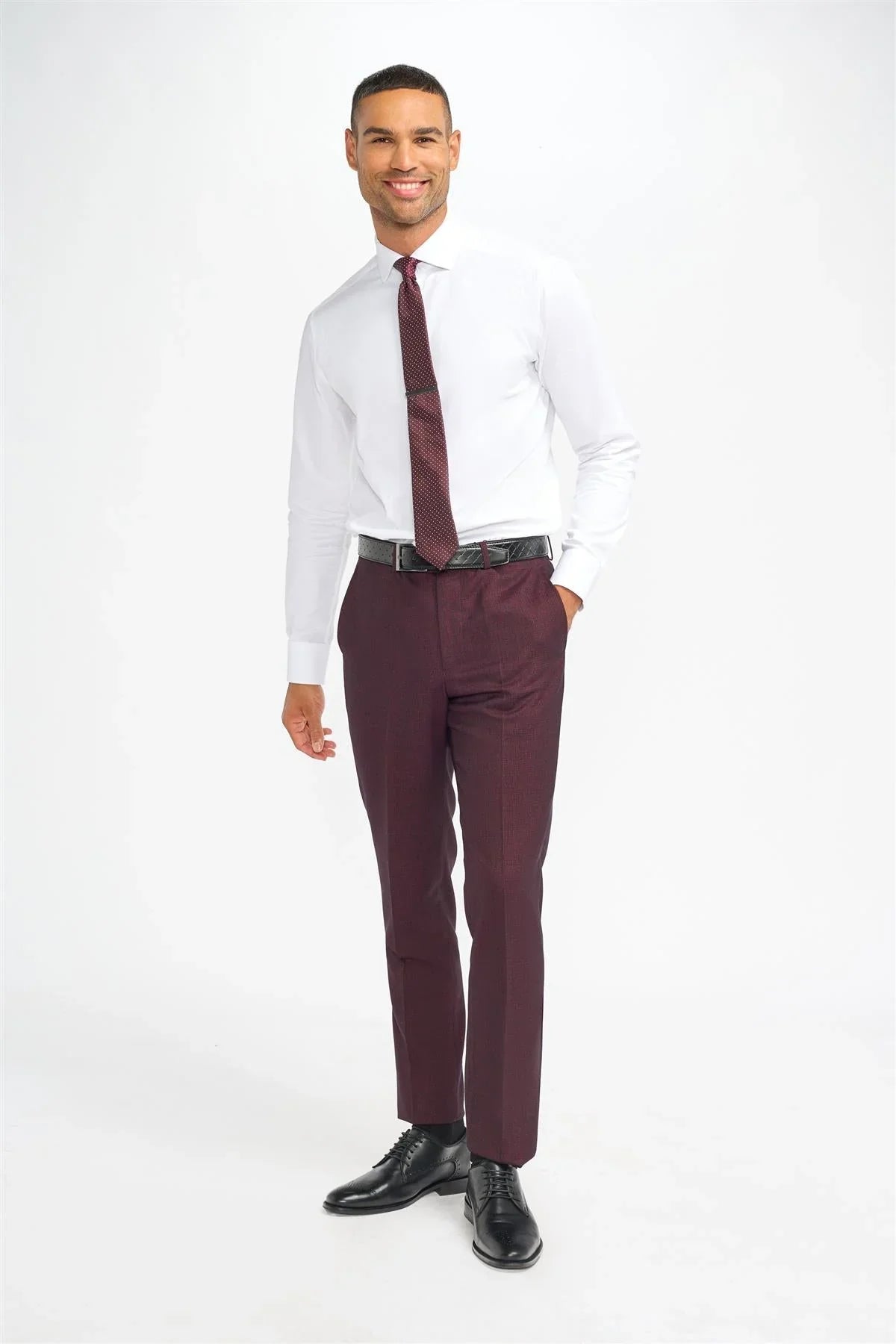 Caridi - Men's Burgundy Checked Trousers
