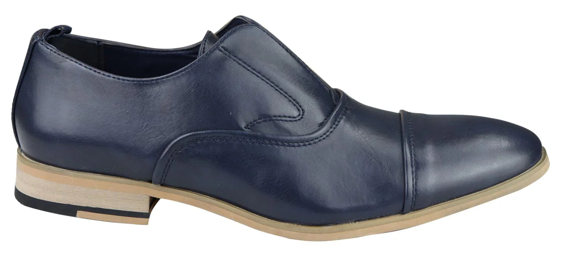 Mens Slip On Real Leather Shoes Smart Formal Navy Tan Brown Wedding Office Party