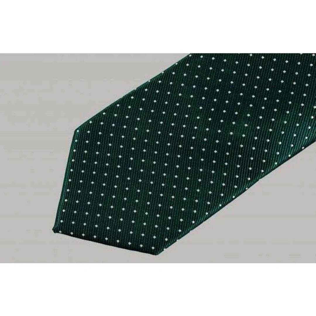 Men's Matching Wedding Satin Silk Tie Hanky & Tie Clip Polka Dot