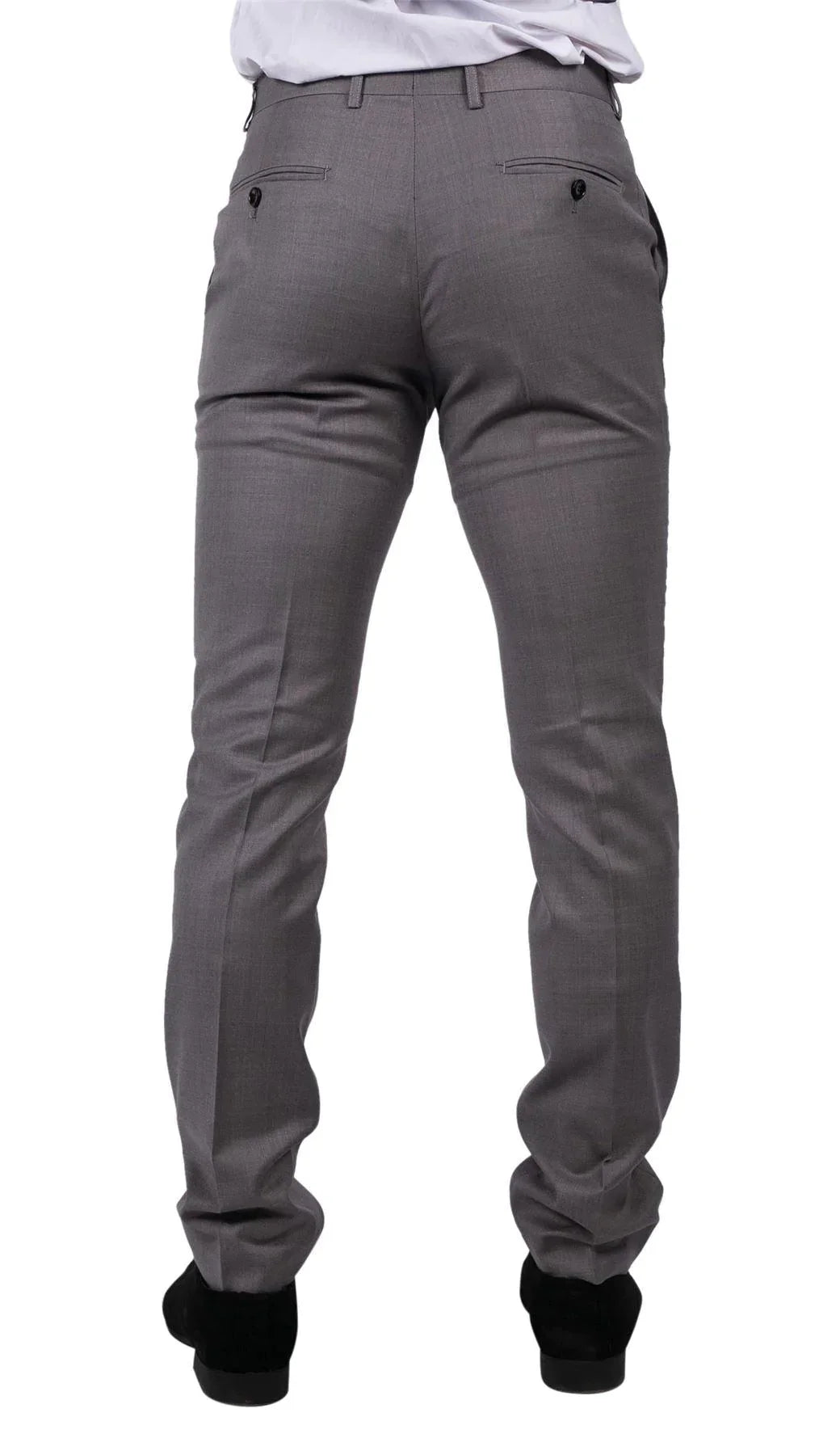 Mens Light Grey Trousers Classic Stitch Wedding Summer Prom Classic Grooms