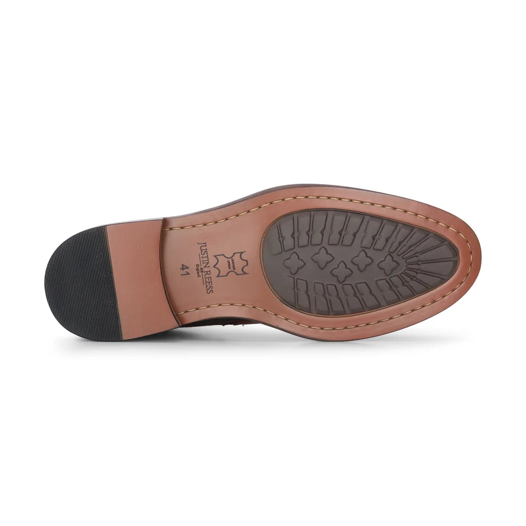 Clifford - Men's Khaki Brown Brogue Leather Ankle Boots