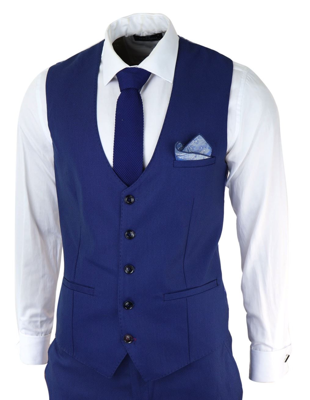 Mens 3 Piece Royal Blue Suit Slim Fit Classic Grooms Marc Darcy Danny Classic Wedding