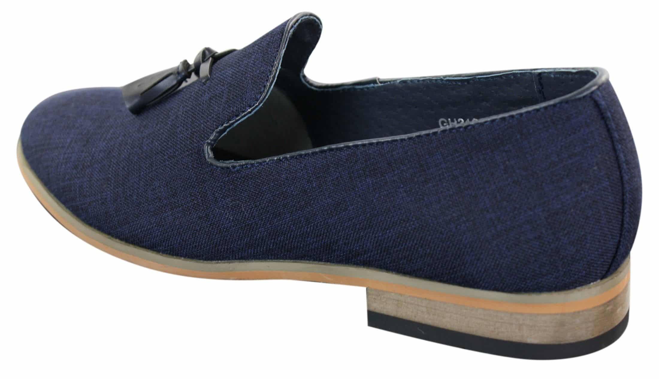 Galax GH3126 - Mens Slip On Tassel Driving Shoes Loafers Light Smart Casual Black Blue Italian