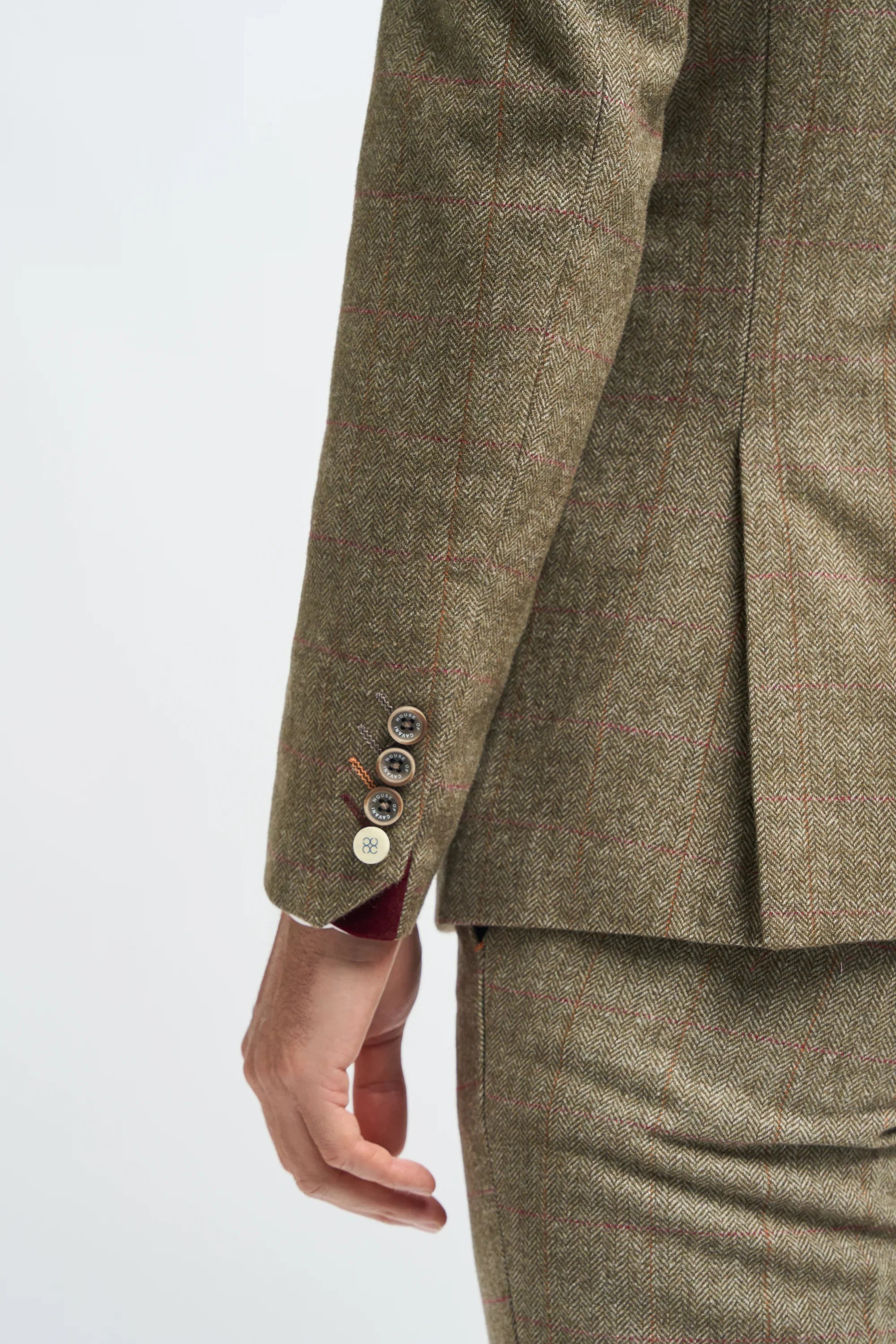 Mens Tweed Olive Green Check Suit