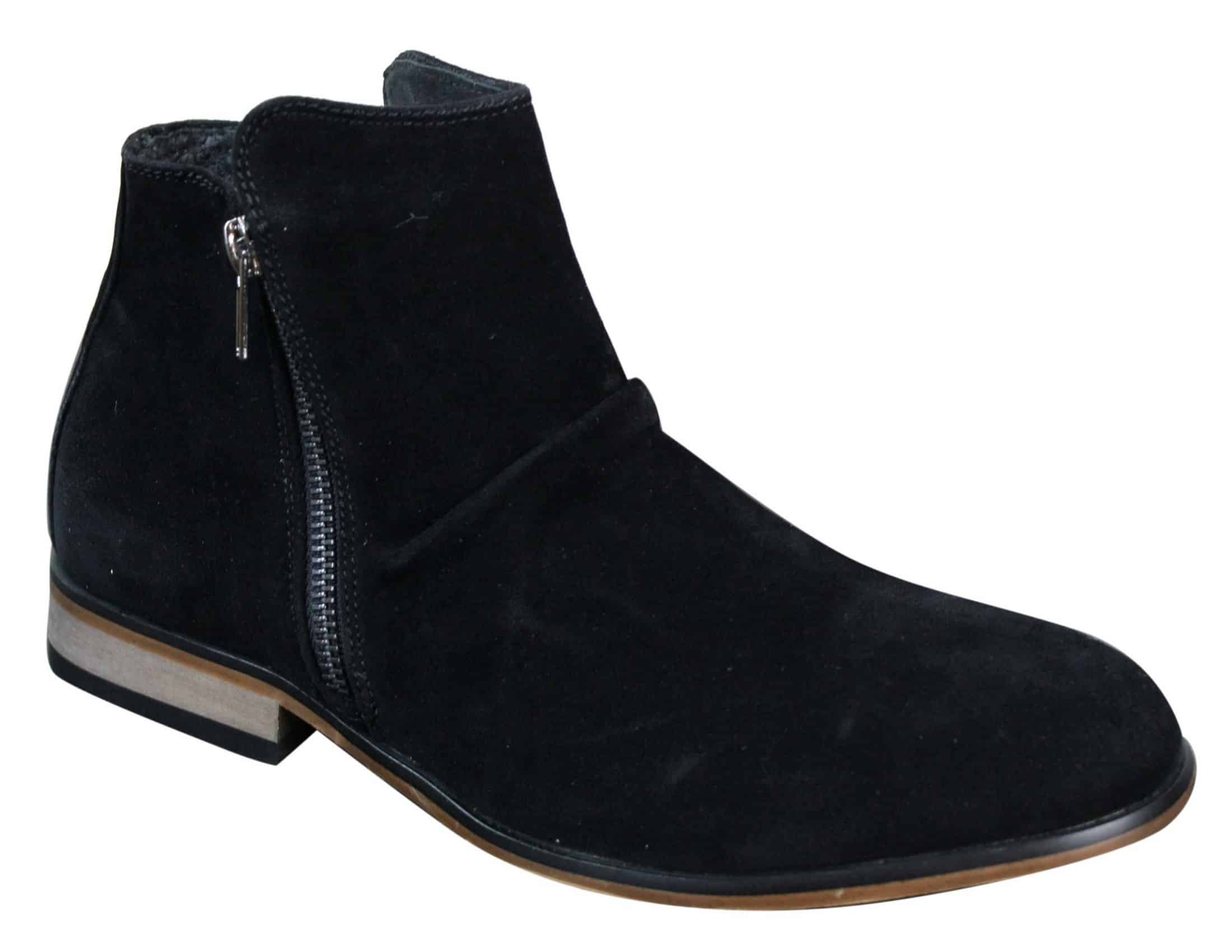 Mens Italian Suede Slip On Zip Ankle Boots Smart Casual Desert Chelsea Dealer