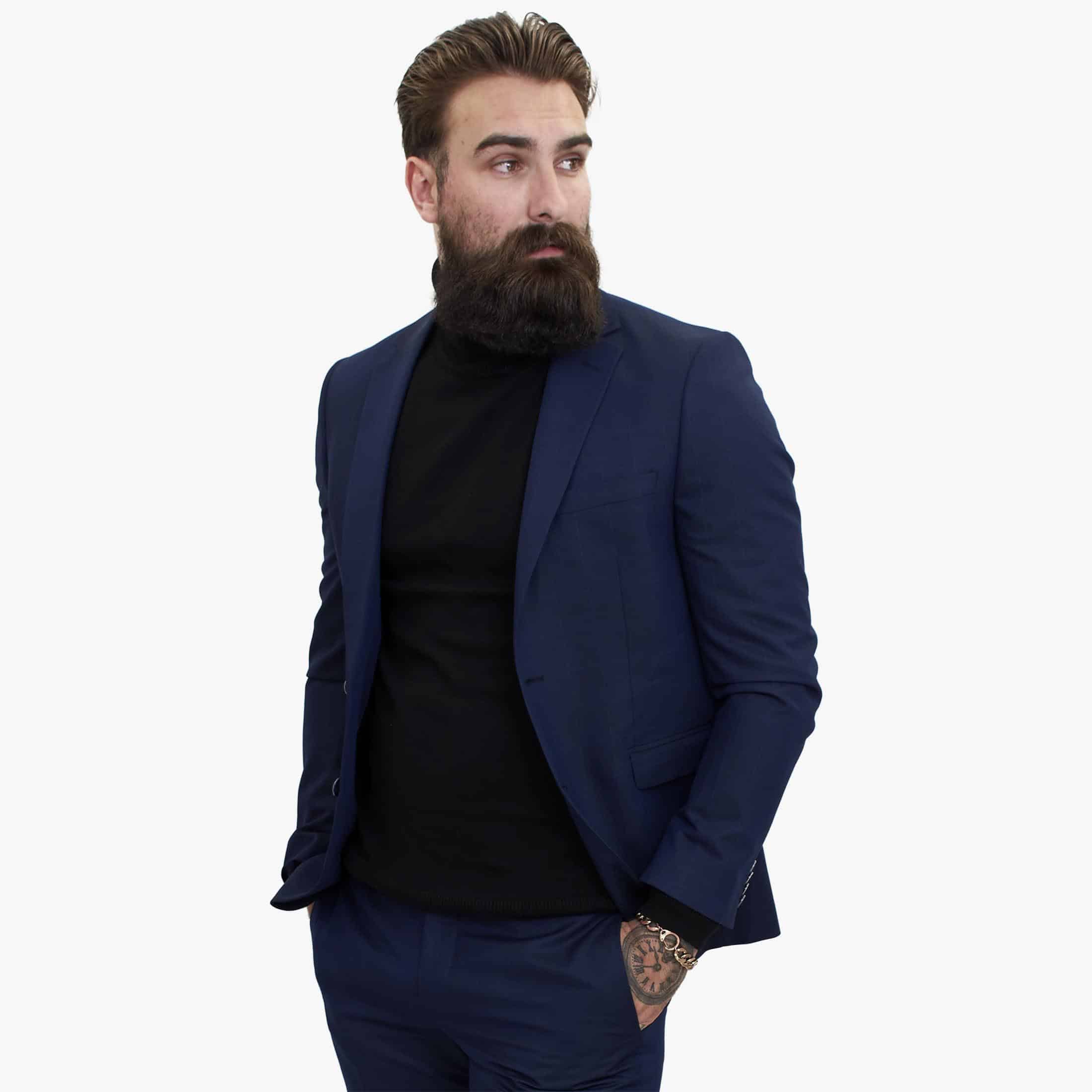 Happy Gentleman BELLO Navy Blue 3 Piece Suit Wool Tailored Fit