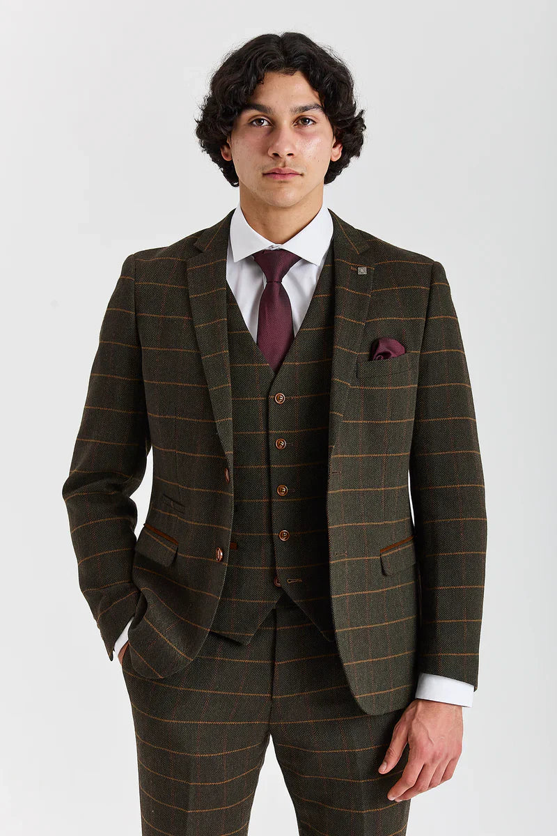 Harris - Green 3 Piece Wool Blend Tweed Suit for Men