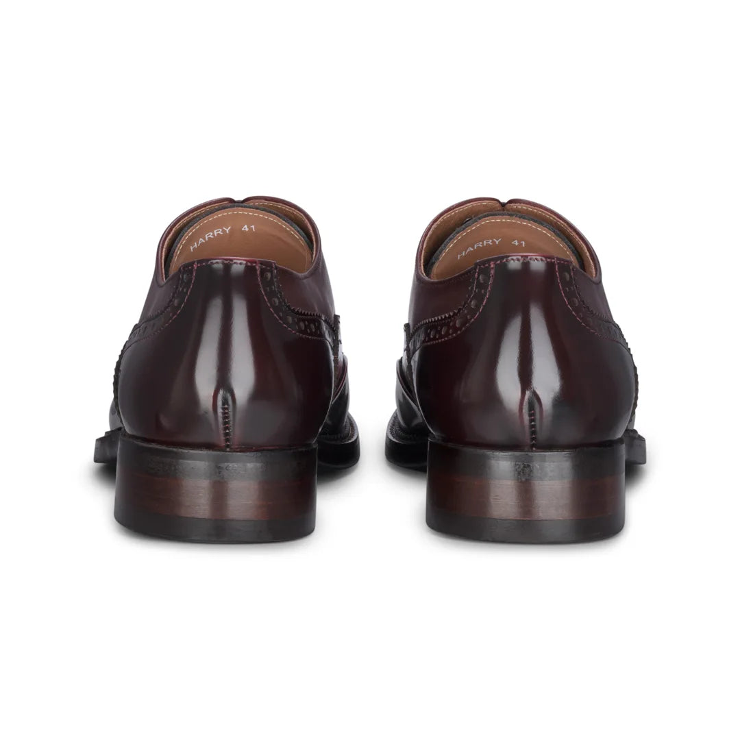 Harry - Men's Wine Patent Leather Brogue Shoes