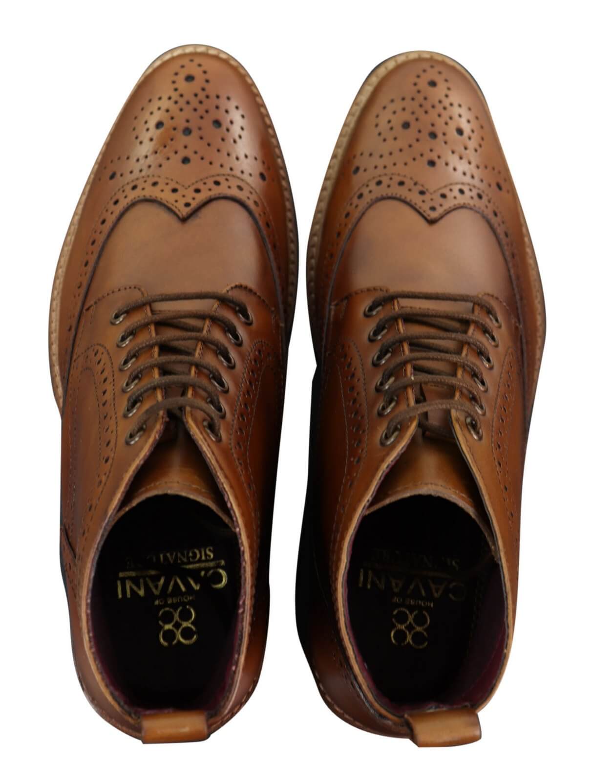 Mens Brogue Ankle Boots Tan