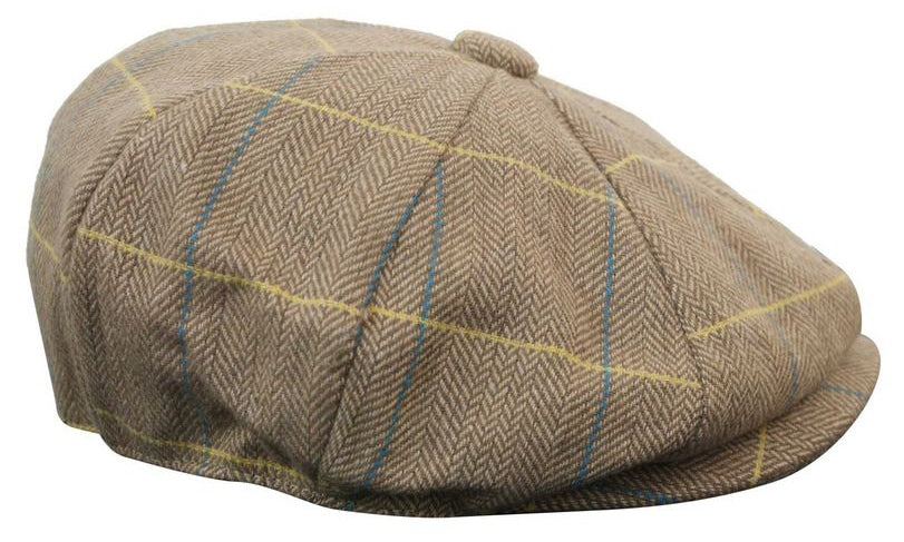 Mens Tweed Check Newsboy Cap