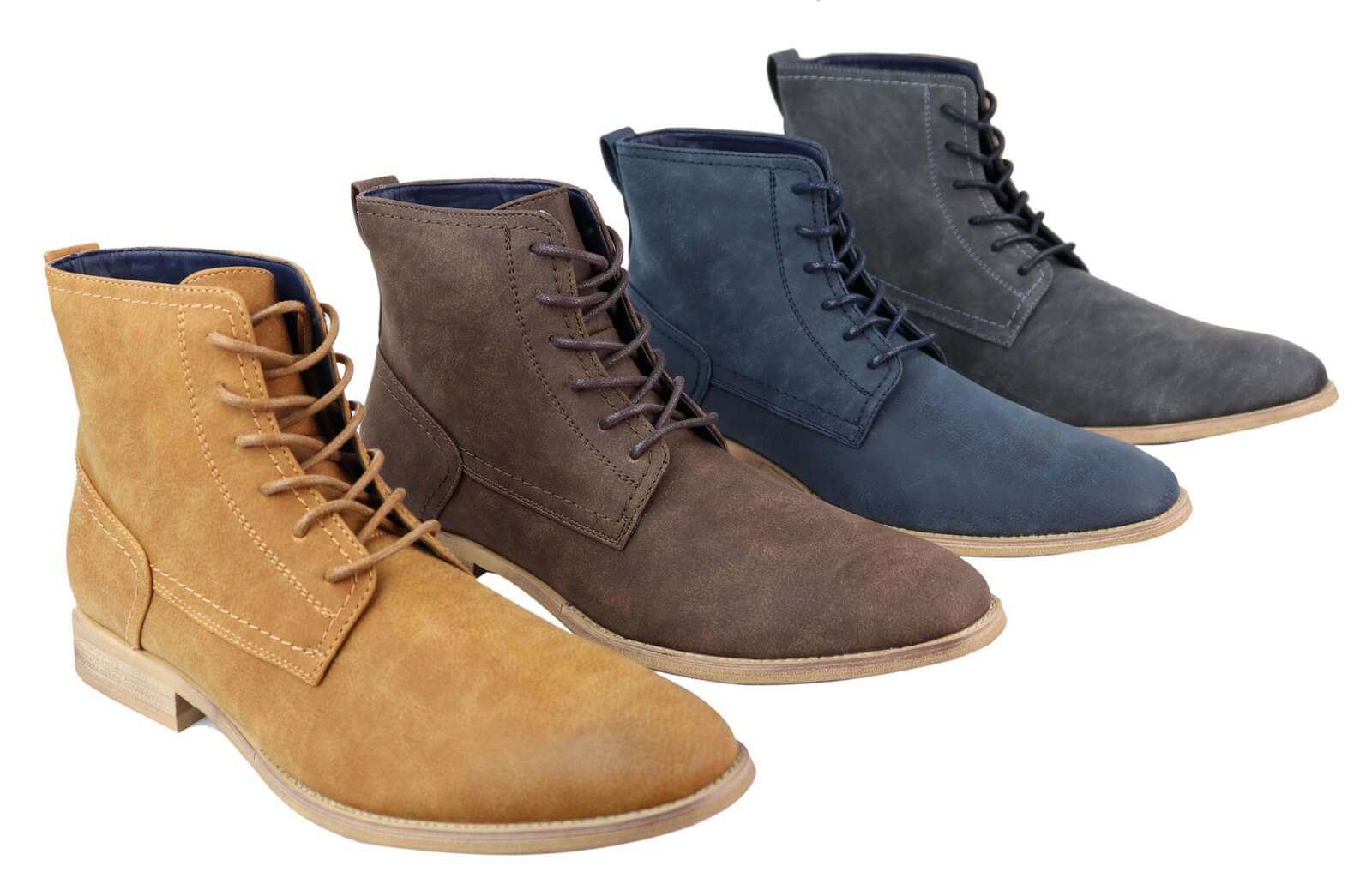 Mens Matt Leather Laced 1920s Vintage Boots
