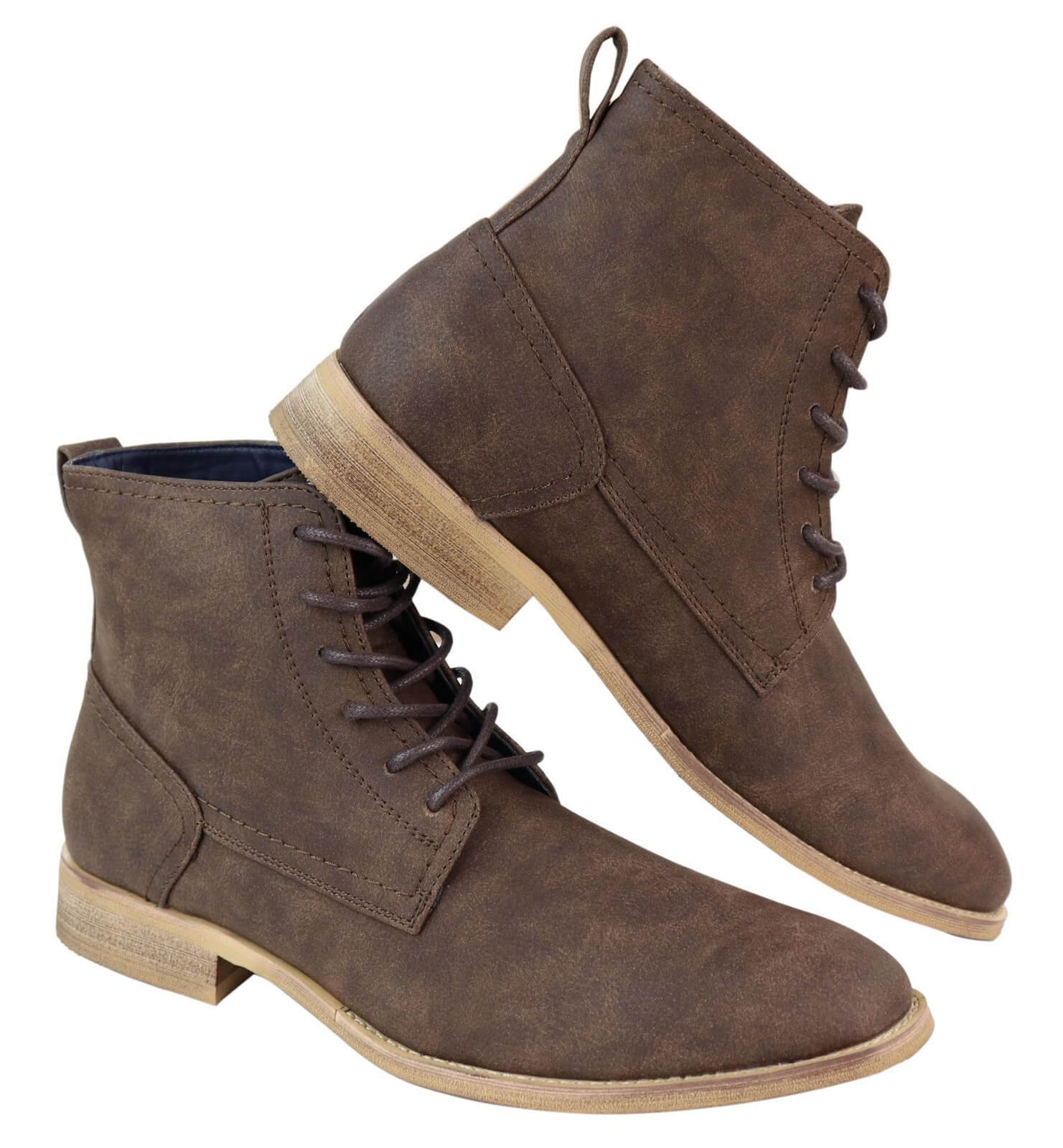Mens Matt Leather Laced 1920s Vintage Boots