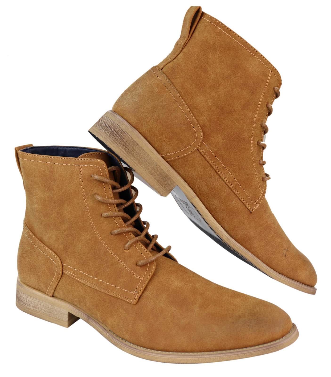 Mens Matt Leather Laced 1920s Vintage Boots