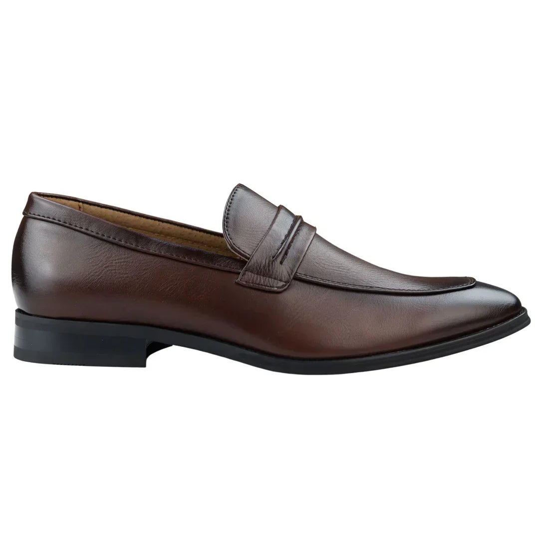 Men's Moccasin Brown Loafers Shoes Leather Lined Slip On Smart Formal Shoe