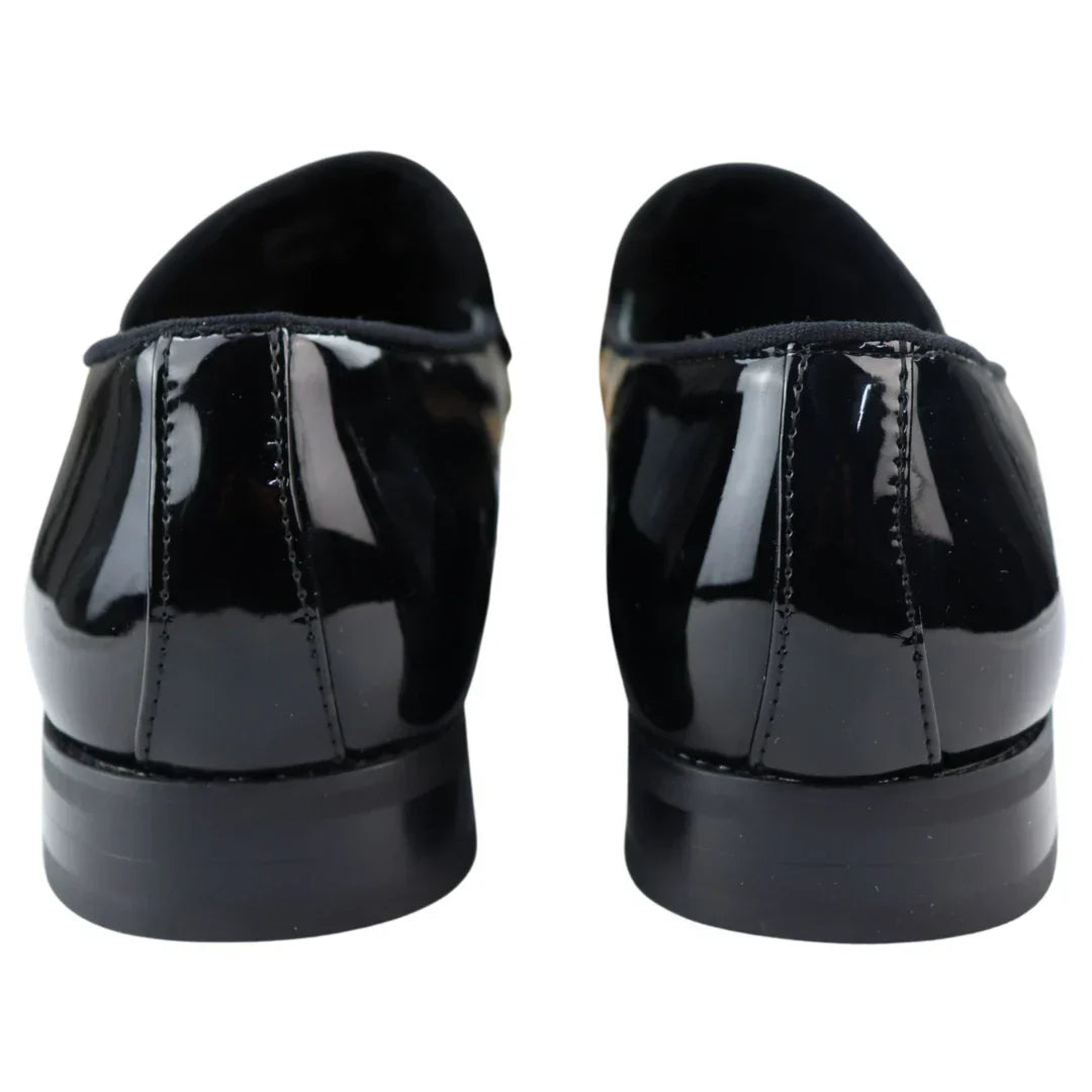 Men's Moccasin Loafers Shoes Leather Black Lined Slip On Velvet Smart Formal Shoe