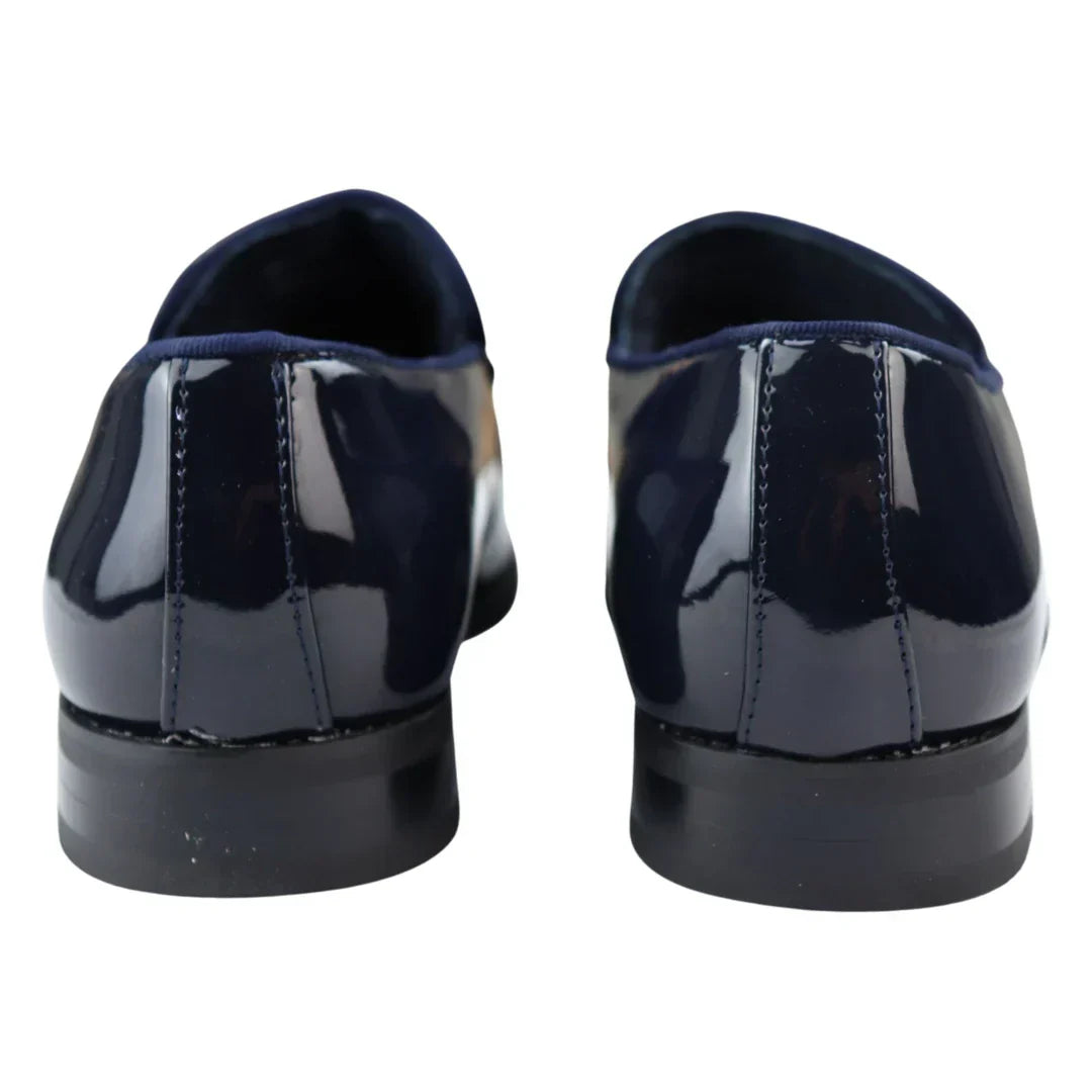 Men's Moccasin Loafers Shoes Leather Blue Lined Slip On Velvet Smart Formal Shoe