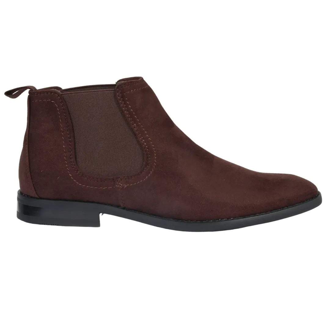 Men's Slip On Brown Suede Leather Lined Chelsea Boots