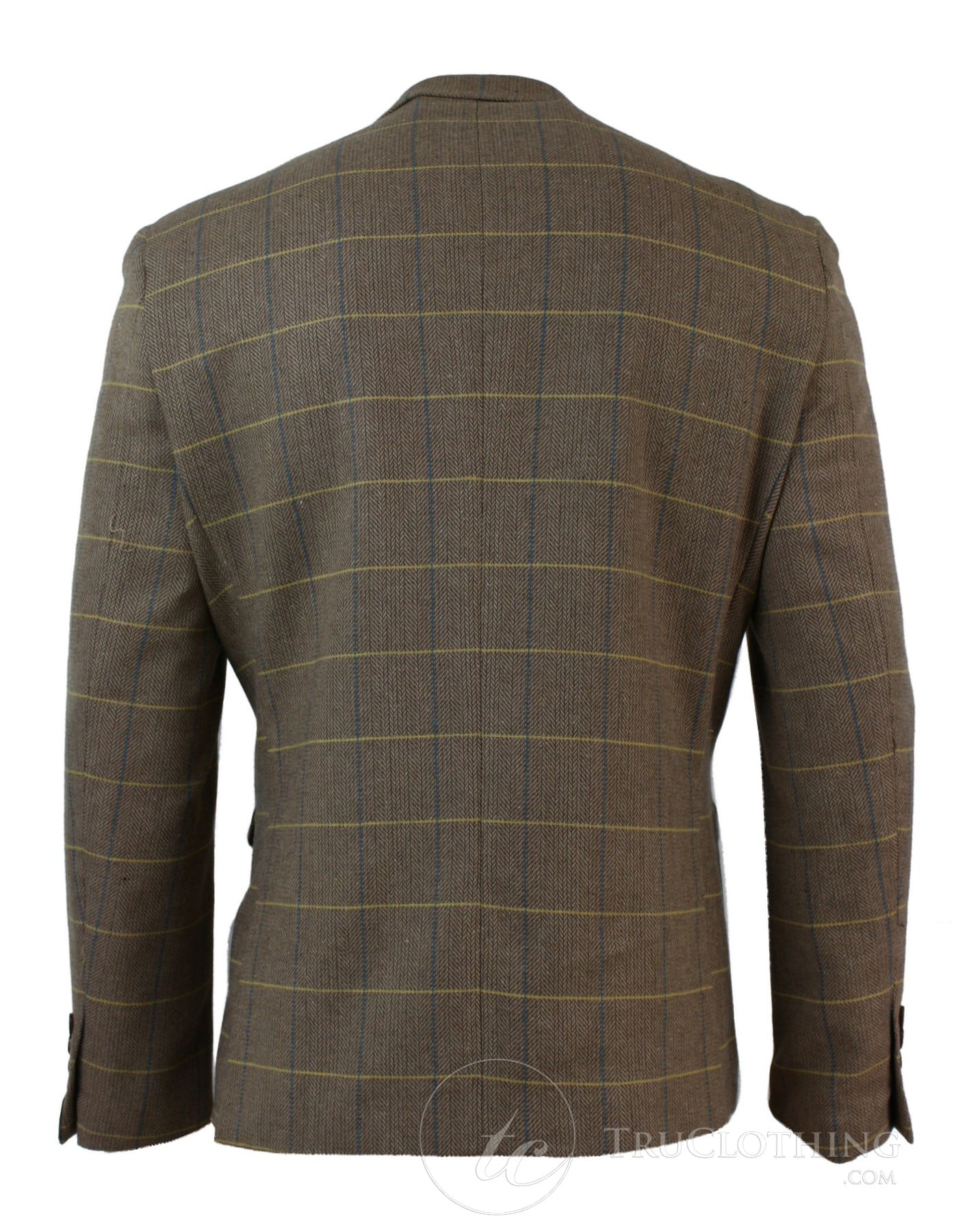 Mens Check Vintage Herringbone Tweed Grey Charcoal Blazer Jacket Fitted-Oak