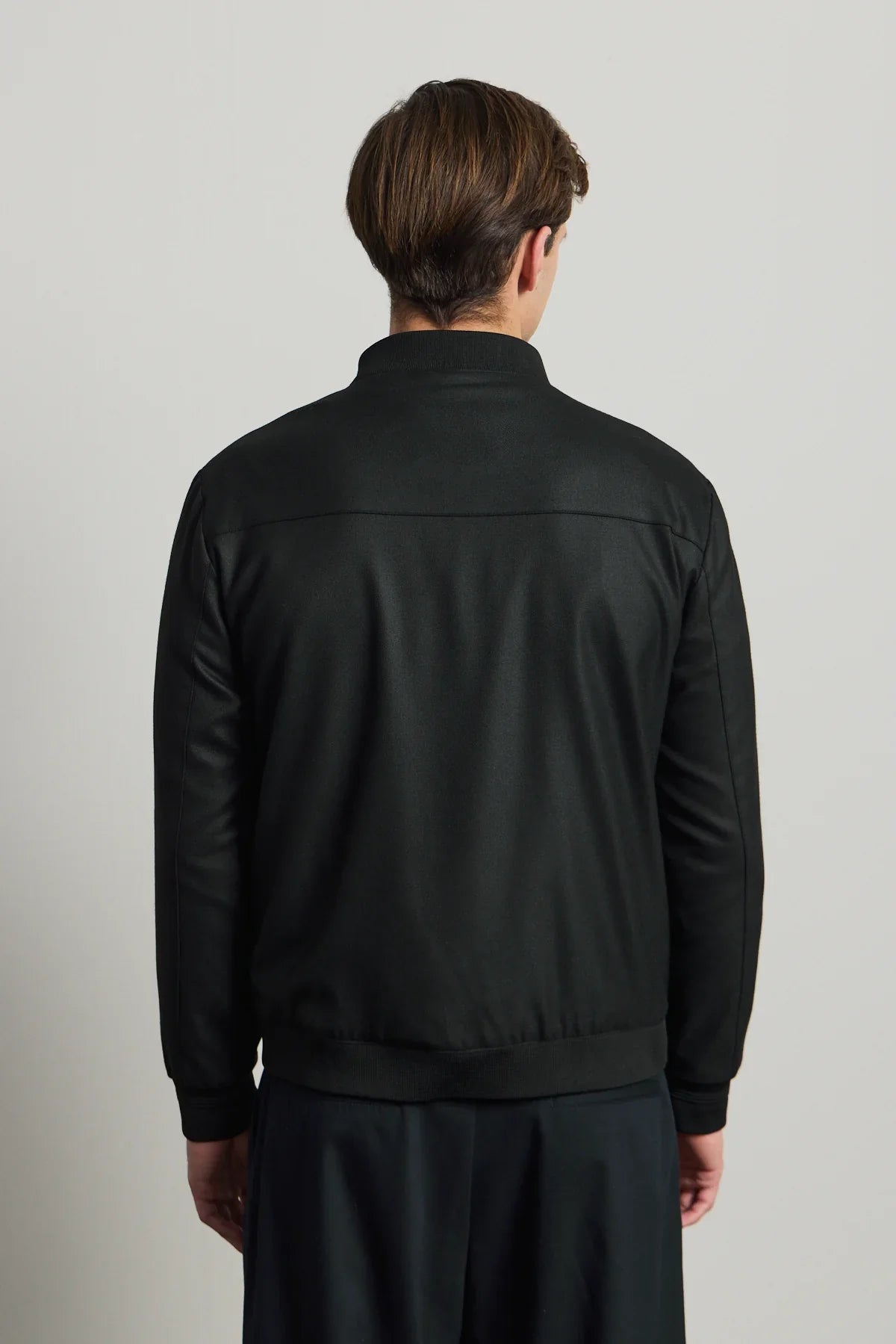 Men’s Black Minimal Smart Bomber Jacket