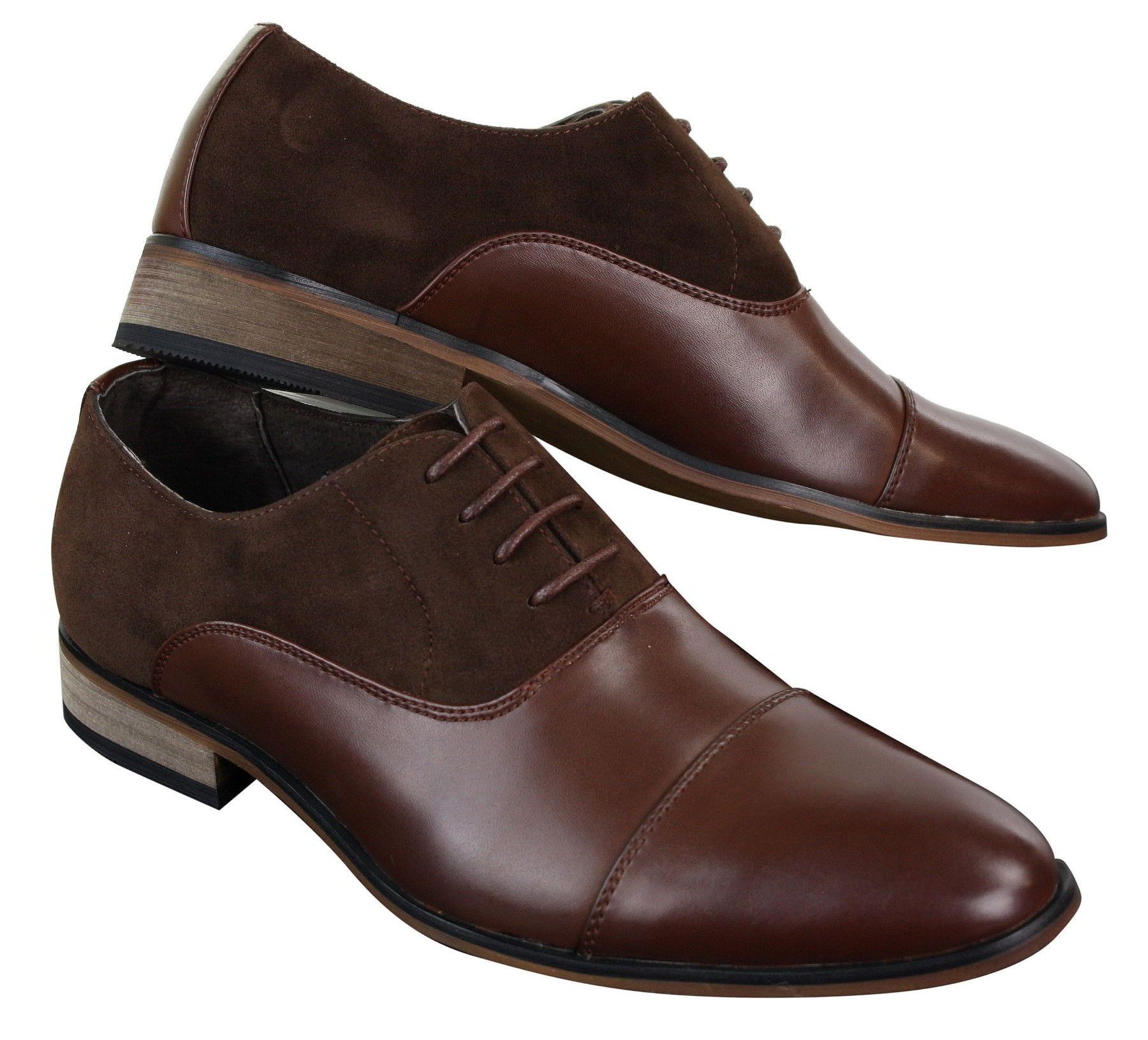 Mens Italian Leather & Suede Laced Smart Casual Brown Navy Black Designer Shoes