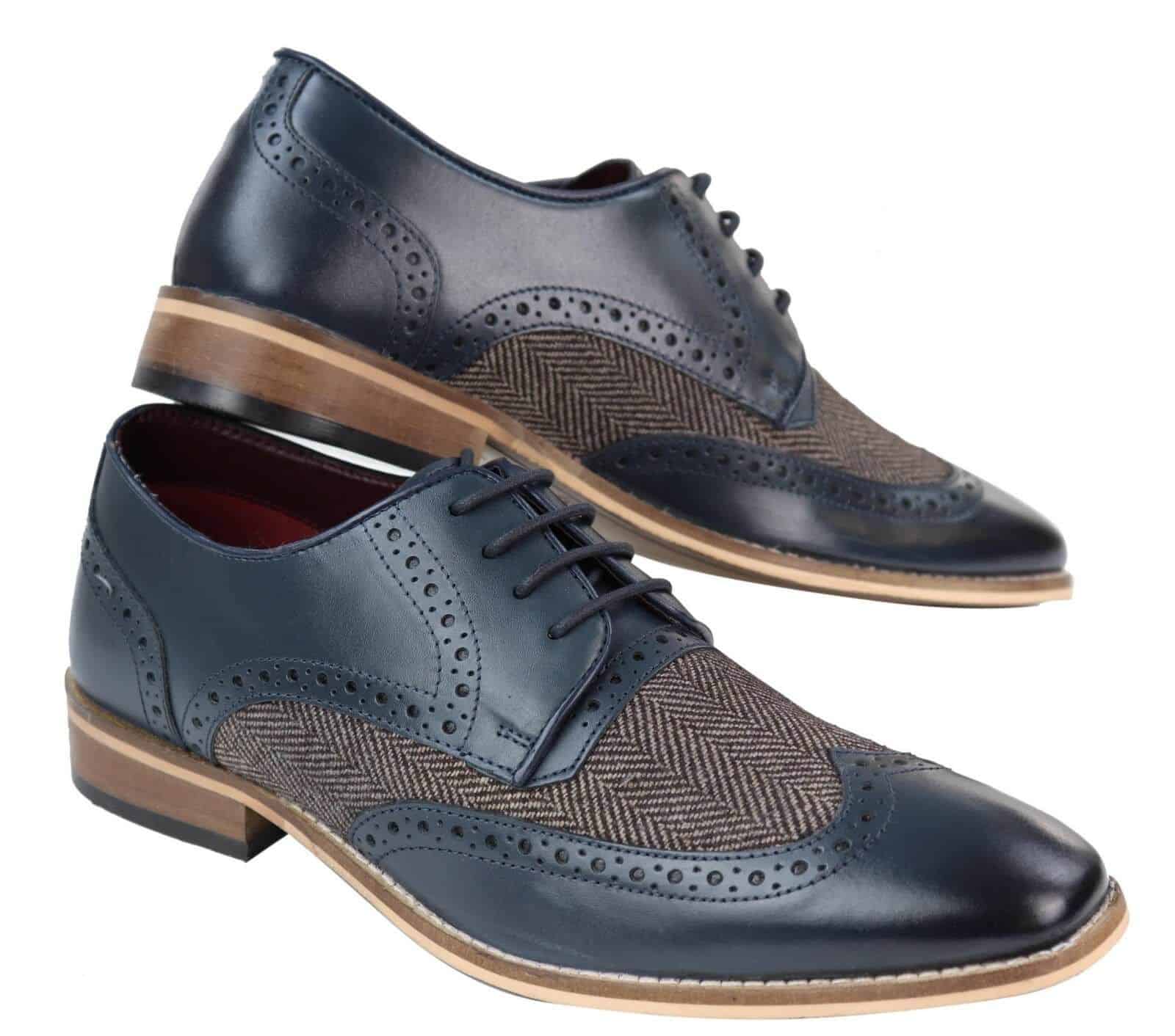 Mens Leather & Tweed 1920s Gatsby Shoes