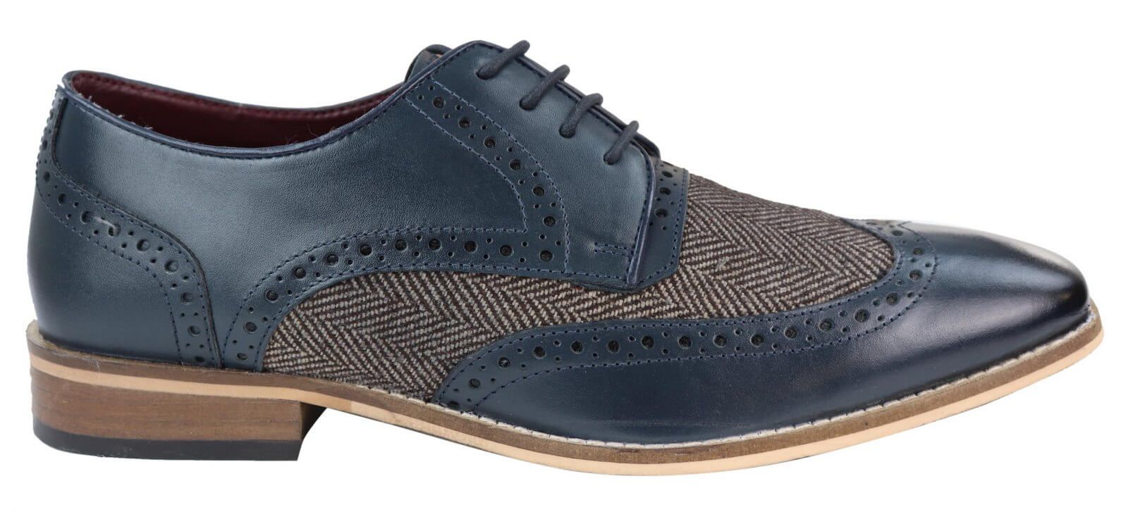 Mens Leather & Tweed 1920s Gatsby Shoes