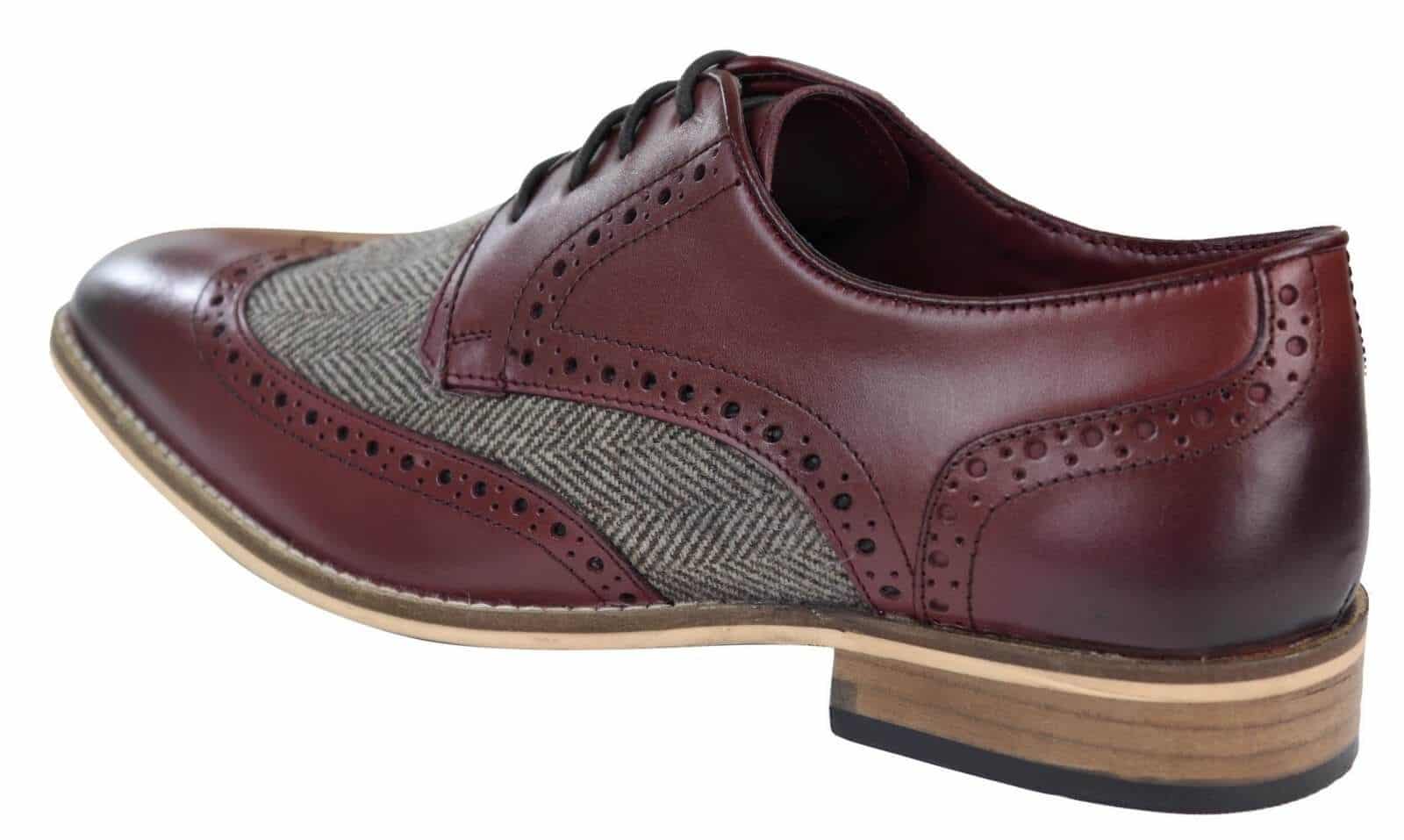 Mens Leather & Tweed 1920s Gatsby Shoes