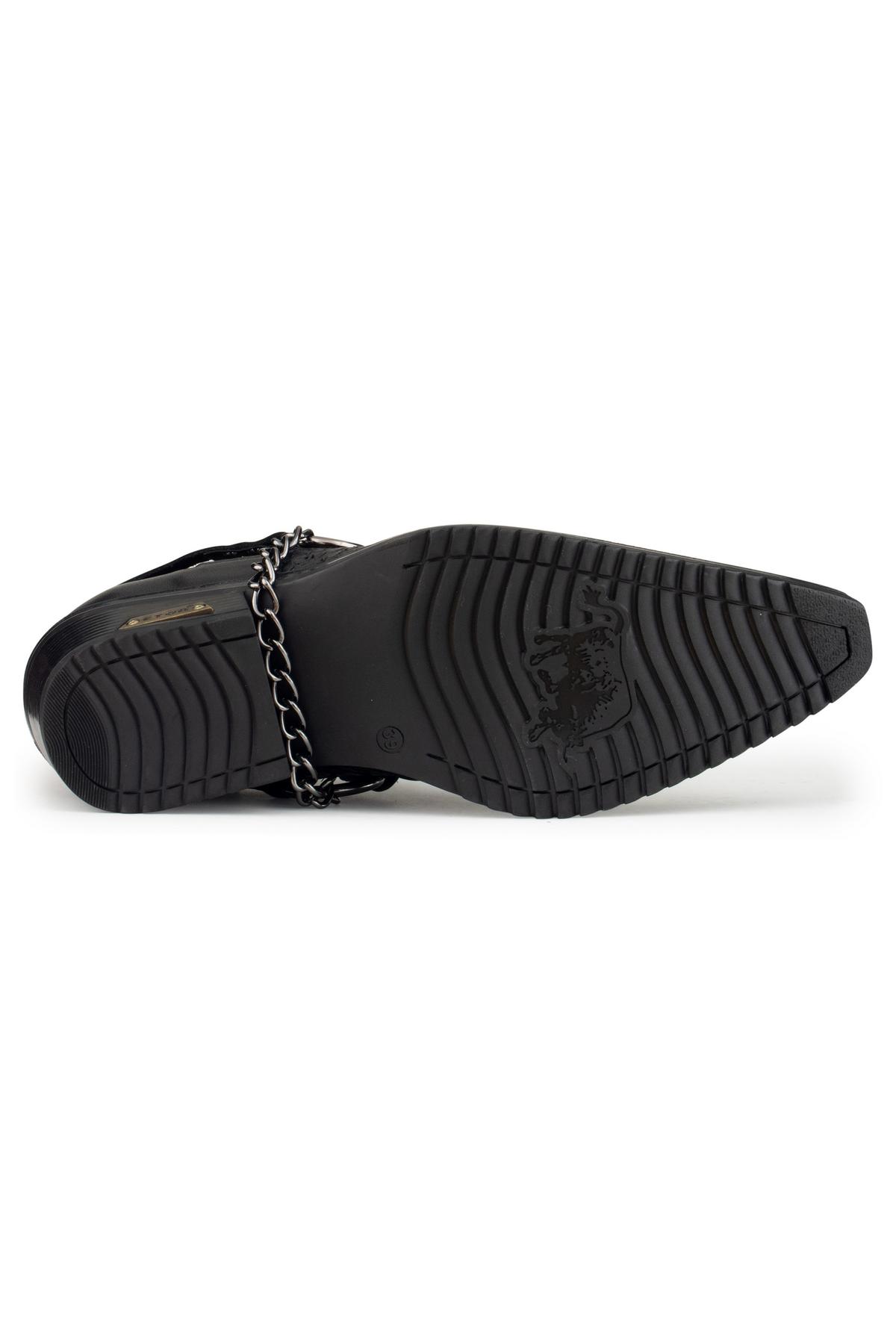 Mens Real Leather Riding Shoes with Chain